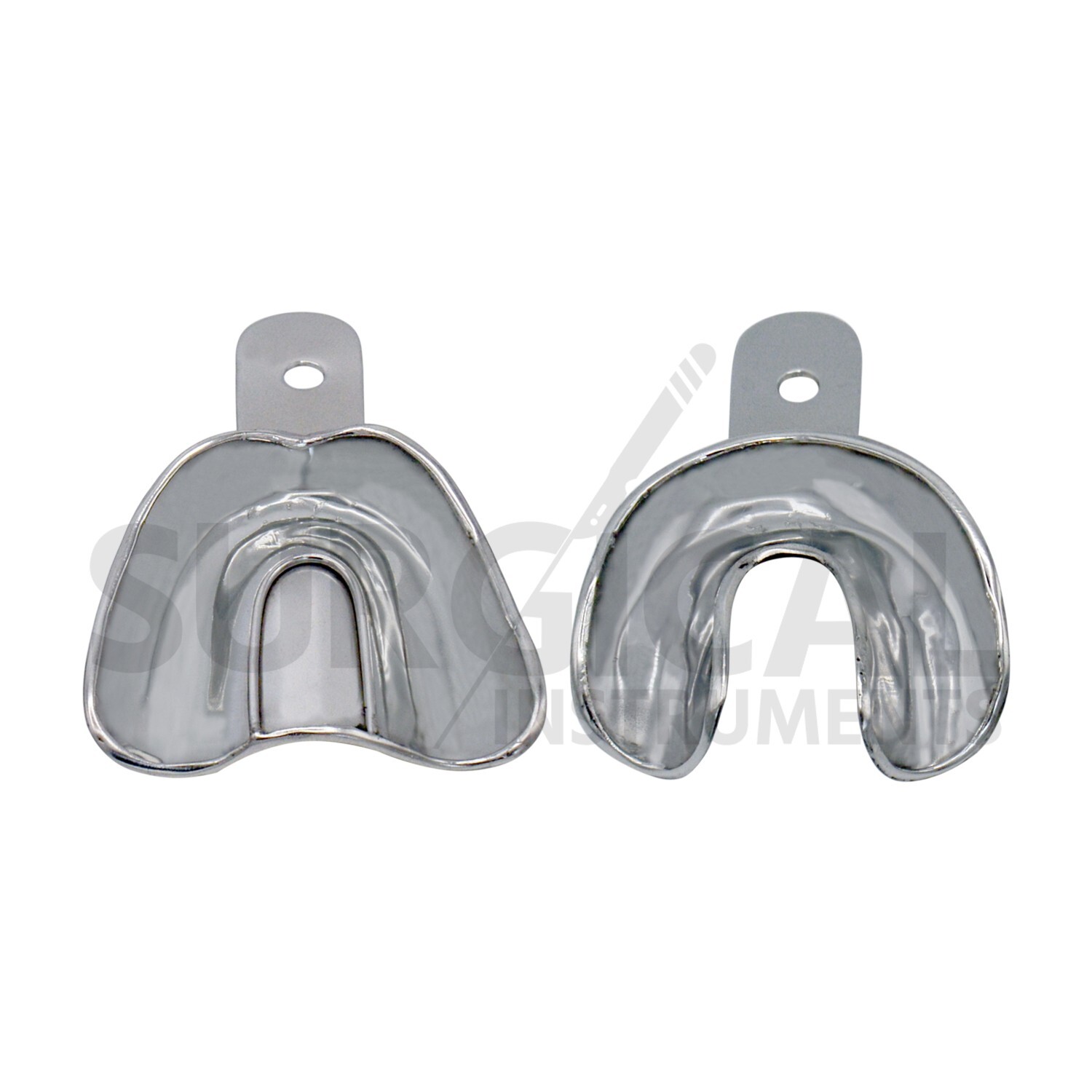 2 Pcs Metal Dental Impression Trays set Small Solid Upper & Lower Edentulous