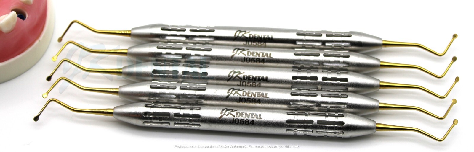5pcs. Dental Gingival Code Packers GCPYD1 Serrated Gold Tip Set of 5