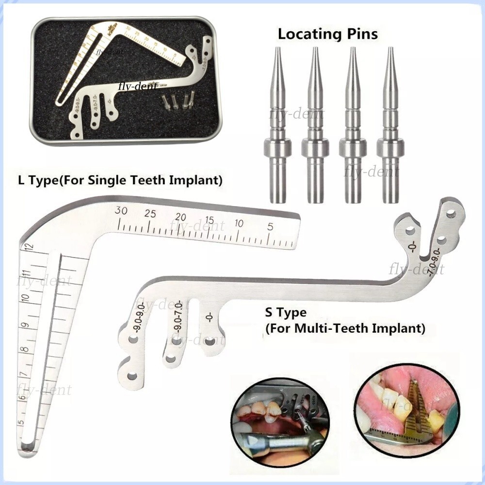 Dental Gauge Implant Surgical Guide Locator Parallel Positioning Ruler with Pins