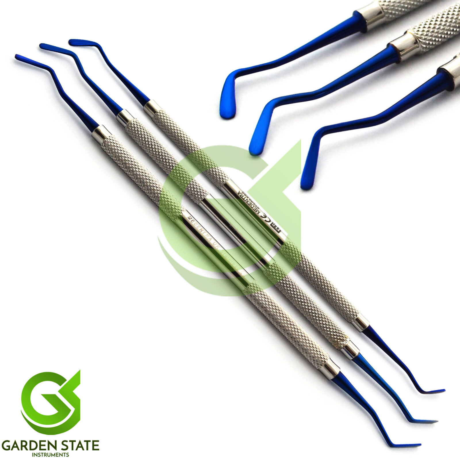3Pcs/Set Dental Flat Plastic Filling Instruments Titanium Blue Restoration Tools