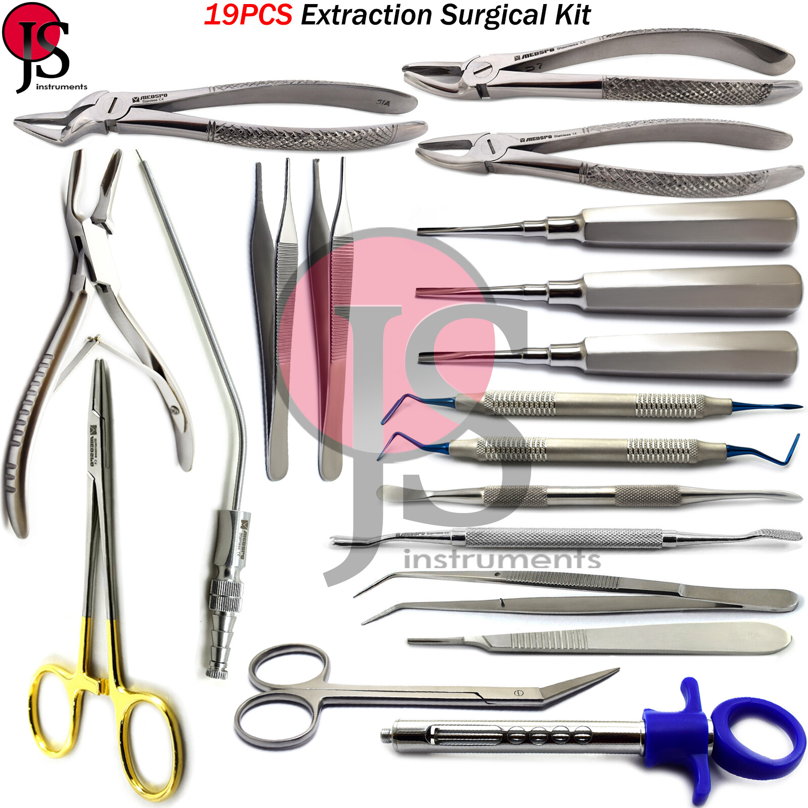 Dental Tooth Extraction Forceps Root Elevator Extracting Periotome Needle Holder