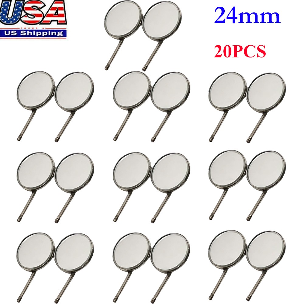 New Premium 20PC Dental Mouth Mirror heads Cone Socket #5 Plain + Free Handle