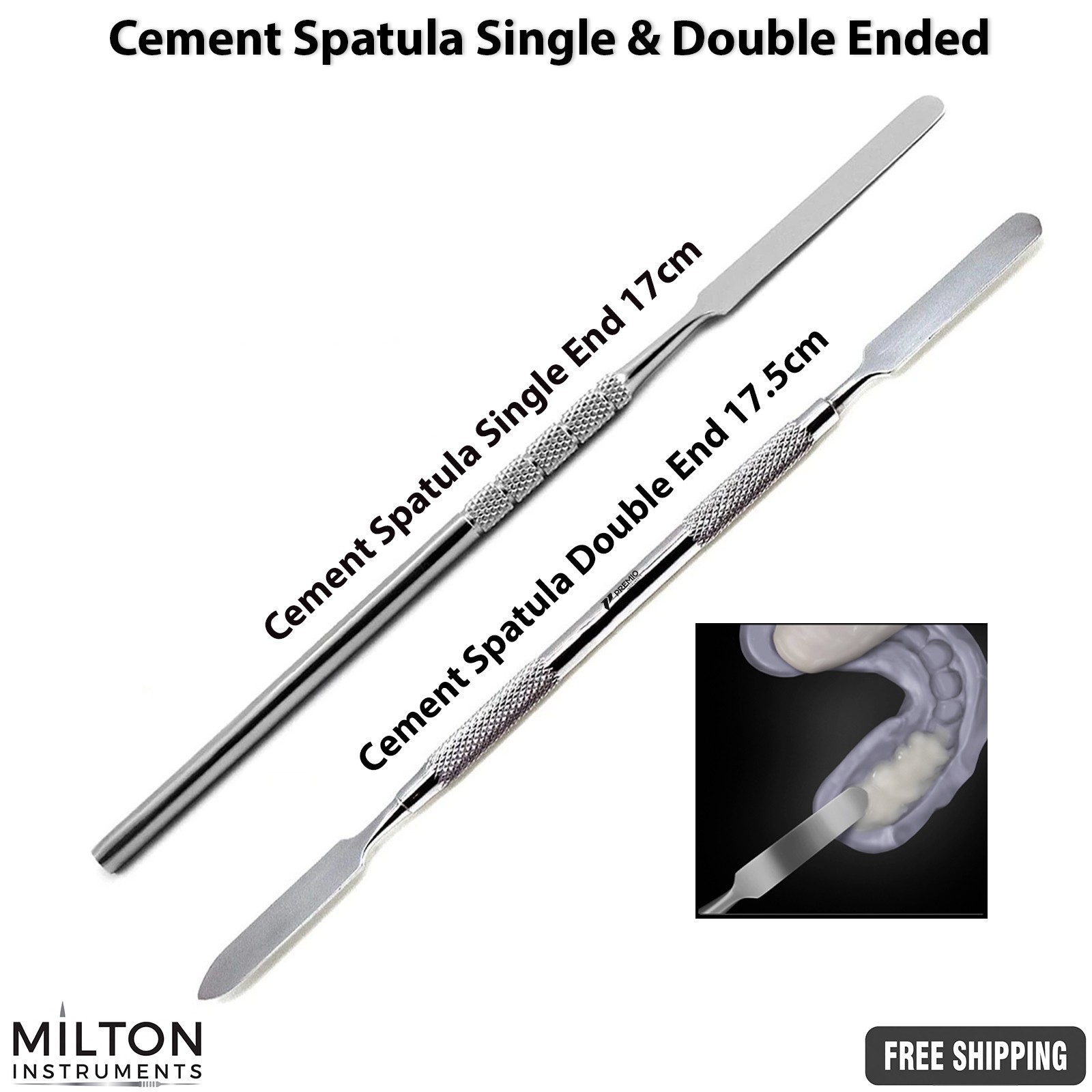 Dental Cement Spatula Set of 2 Single Double Ended Restorative Tools