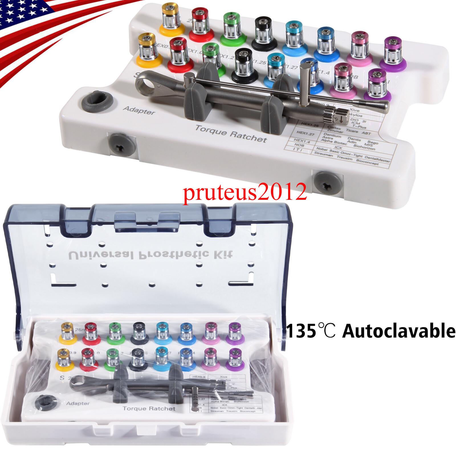 Universal Dental Implant Kit Screw Hand Driver kit Autoclavable Tool Box 15-70N