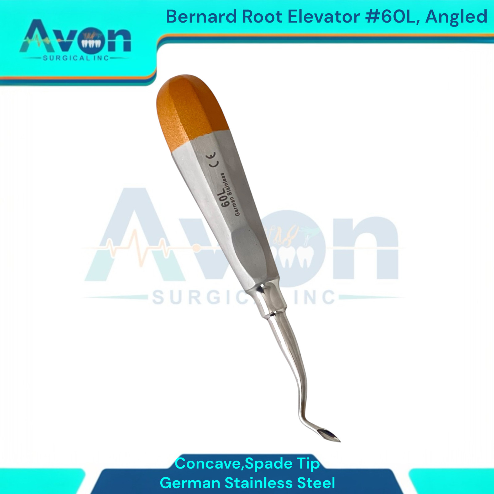 Left & Right Bernard Root Dental Elevator Picks, #60L+#60R, Gold Ends, 2PK