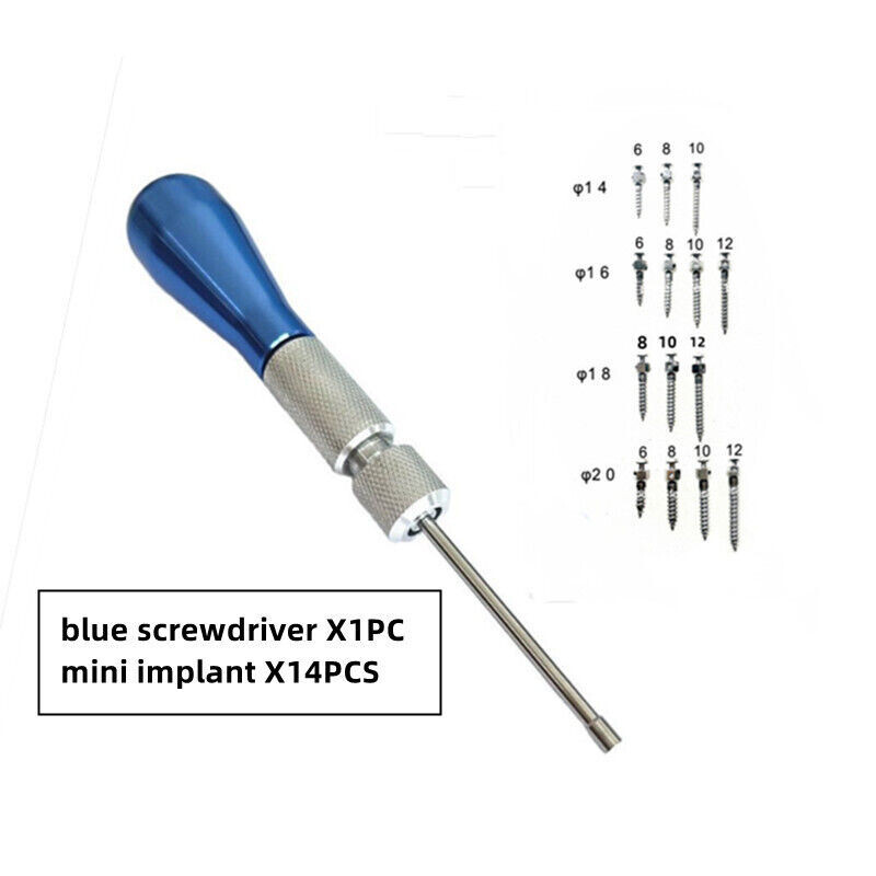 14 Pcs Dental Mini Screw Implants Orthodontic Bone Anchor Micro + Screwdriver