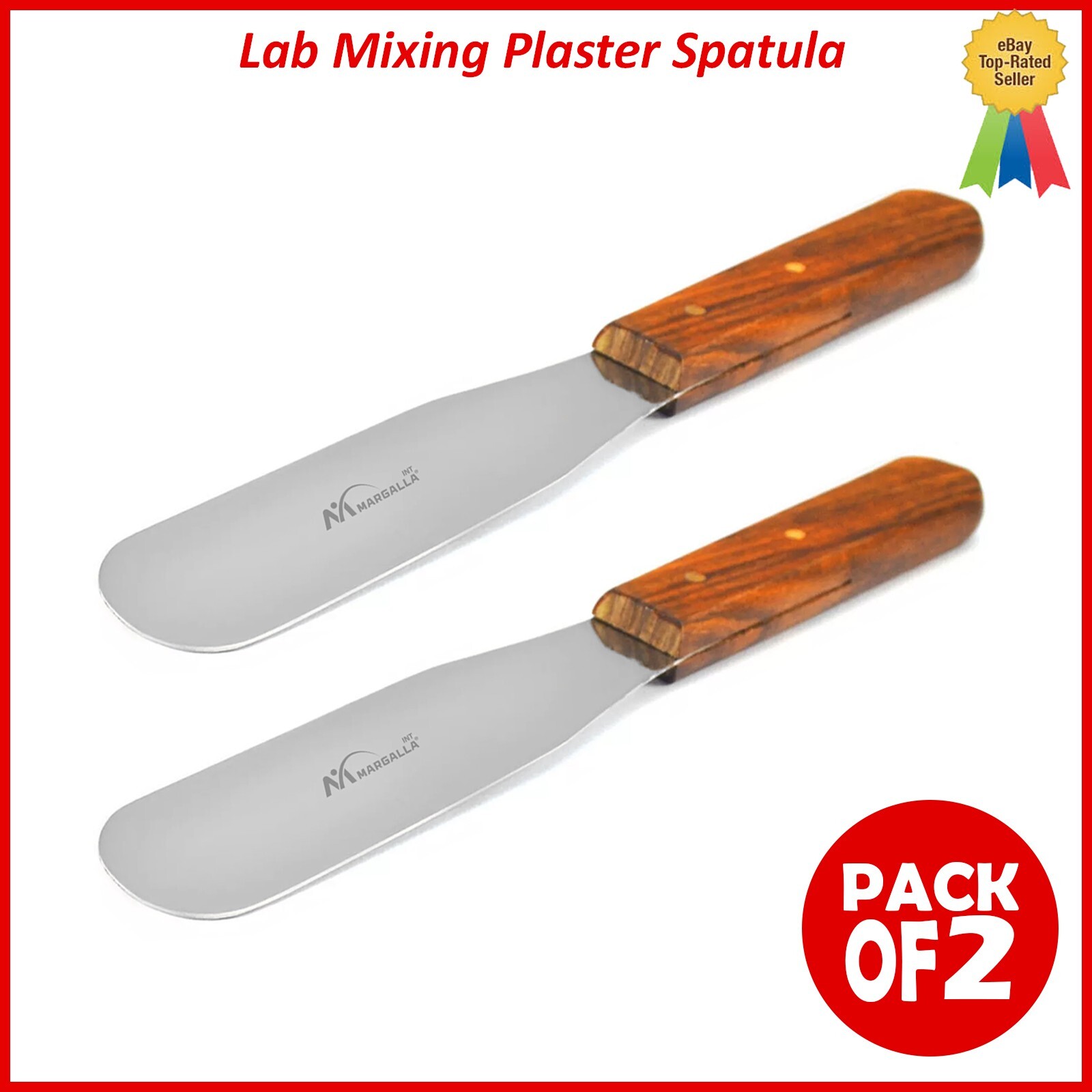 2Pcs Dental Plaster Spatula Lab Alginate Mixing Gypsum Scraper 8.5” Wood Handle