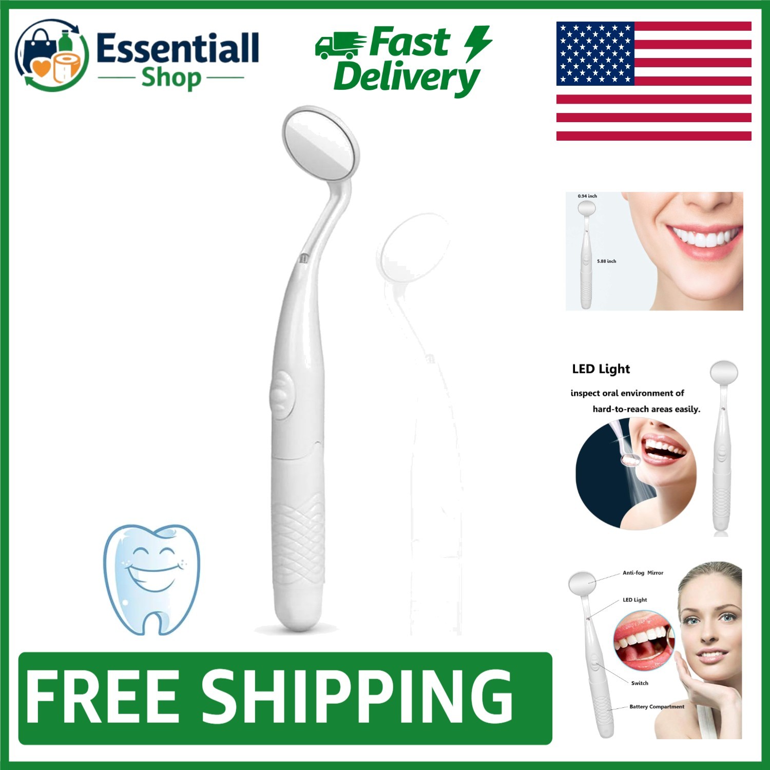 Professional Grade LED Dental Mirror – Compact, Anti-Fog for Effective Oral Care