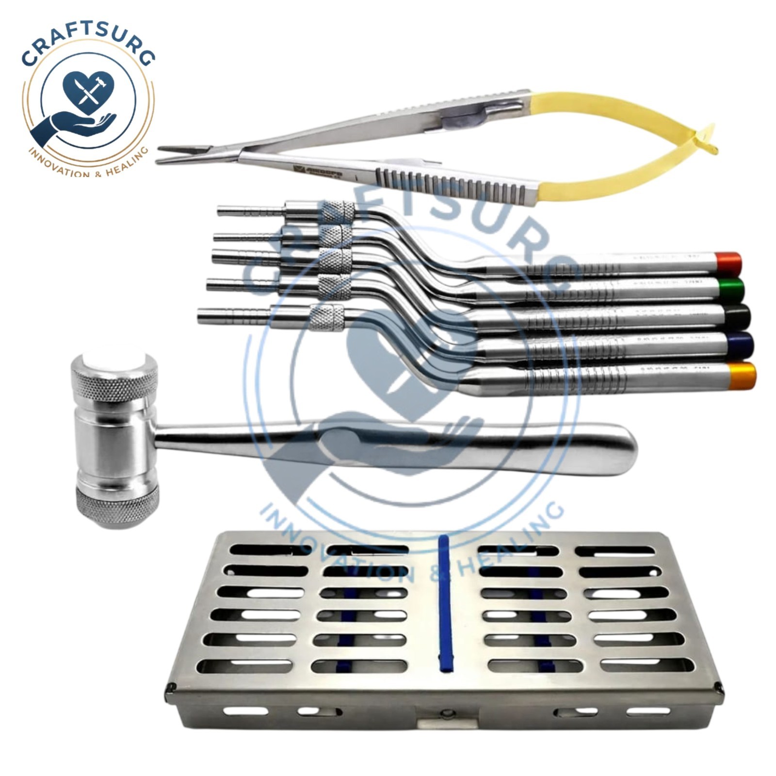 Dental Implant Sinus Lift Instruments Bone Spreading Mallet Hammer Cassette Set