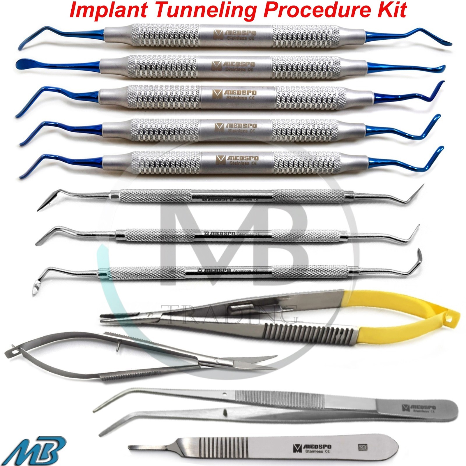 Dental Implant Tunneling Procedure Kit Micro Surgical Gum Grafting Instruments