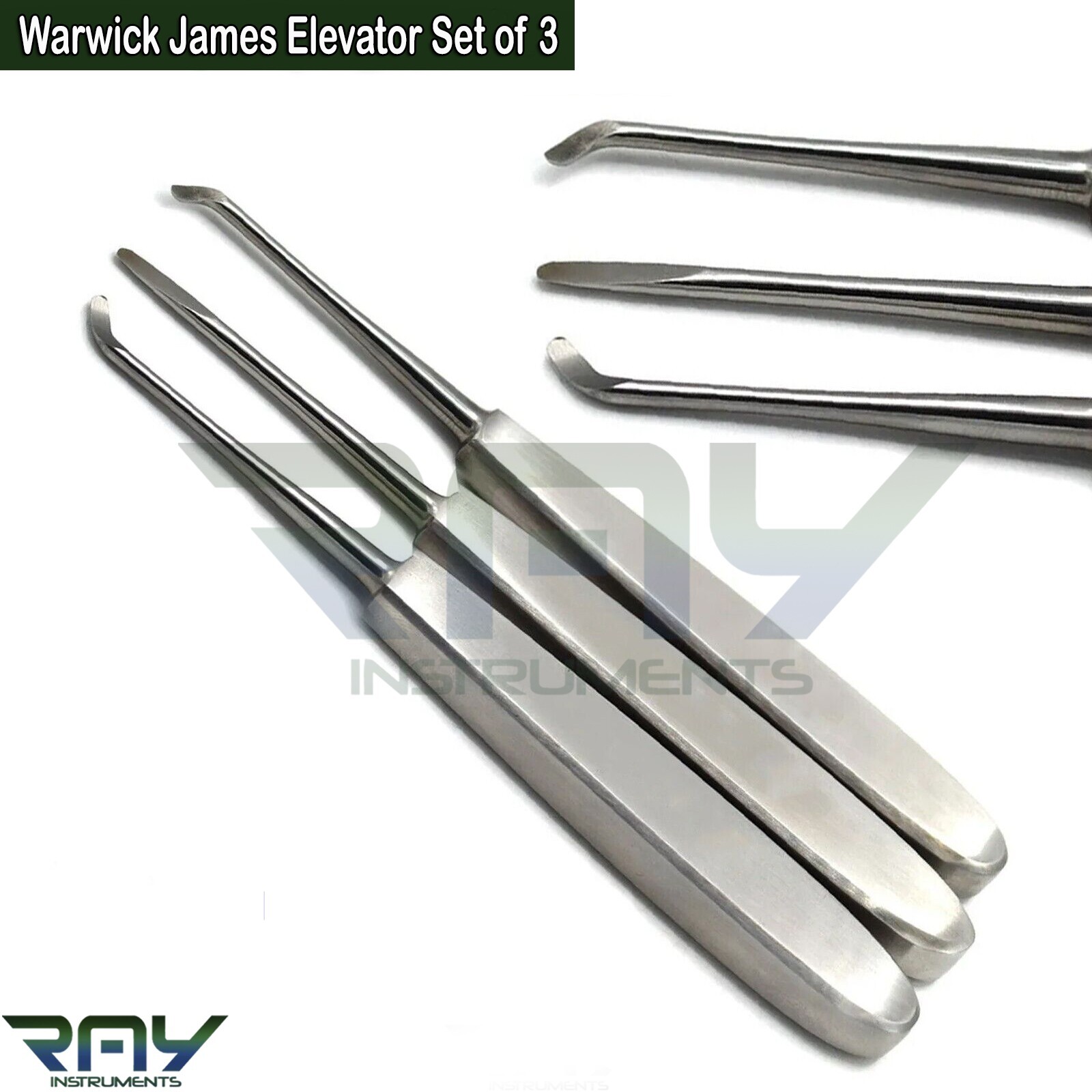 Set Of 3 Dental Warwick James Elevators Tooth Loosening Oral Surgery Tools