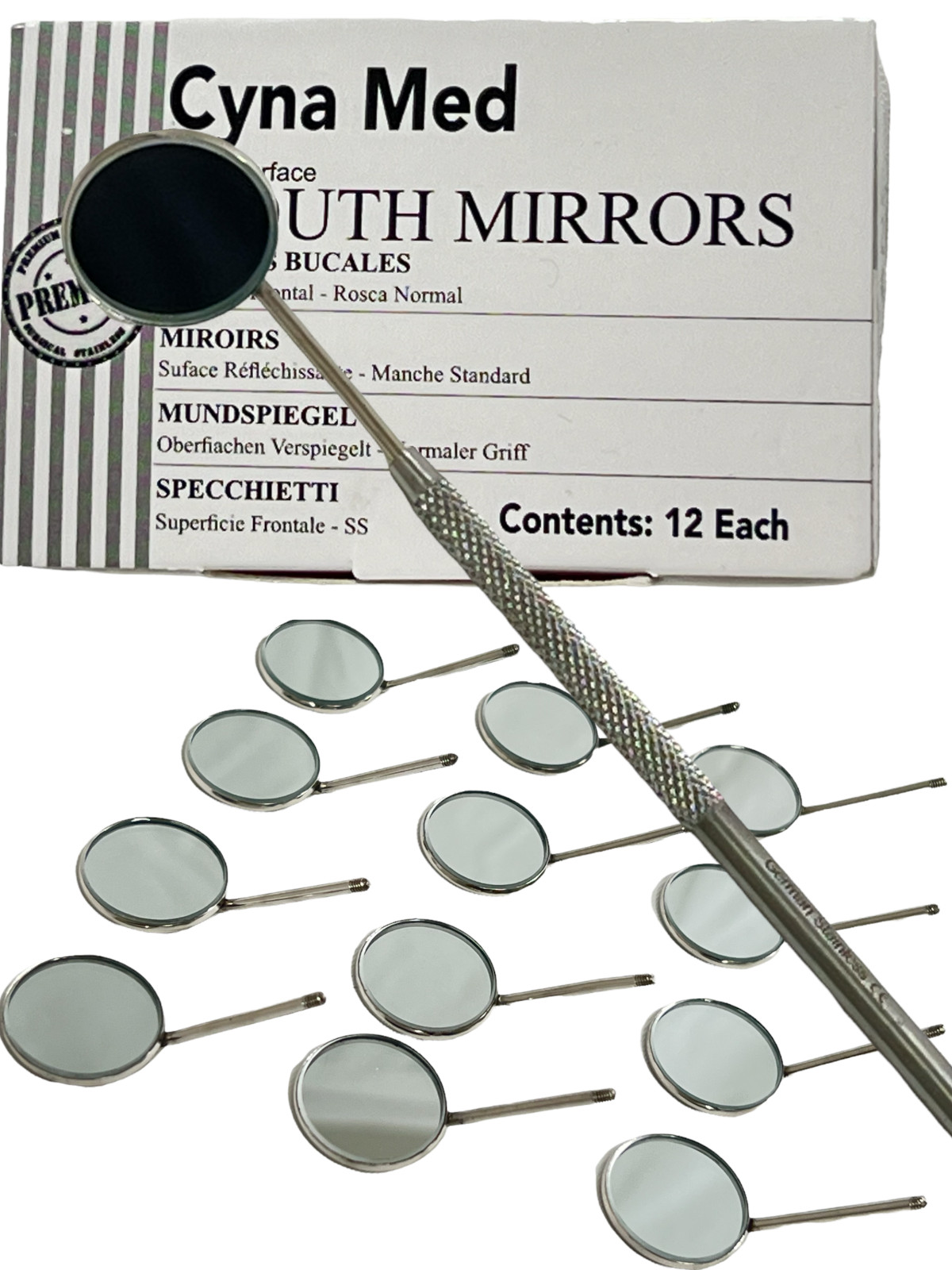 Dental Mouth Mirrors Size #5 Cone Socket Dental Instruments Pack of 12