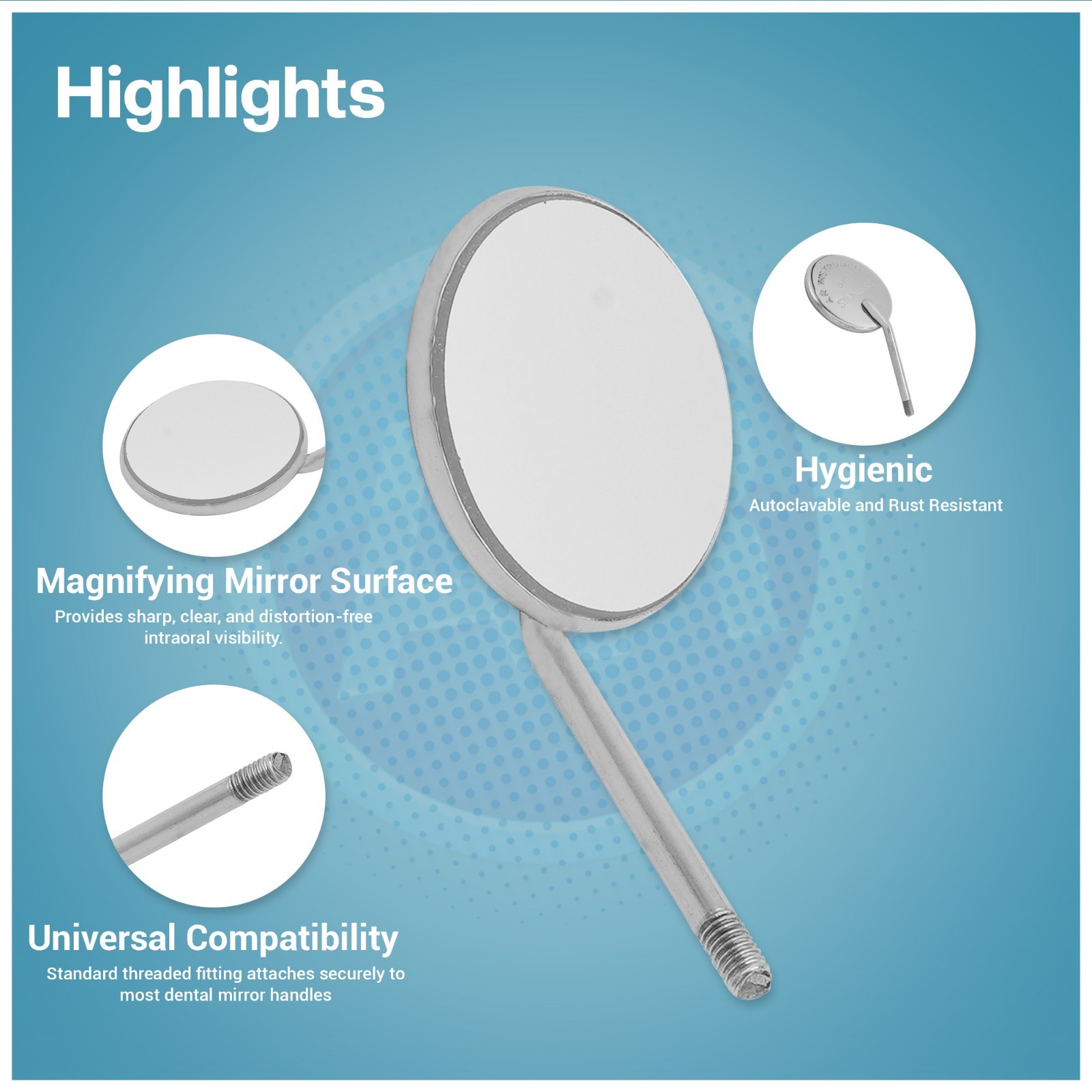 AR Mouth Mirror NO. 5 Magnifying Universal 24mm Dental Instruments German Grade