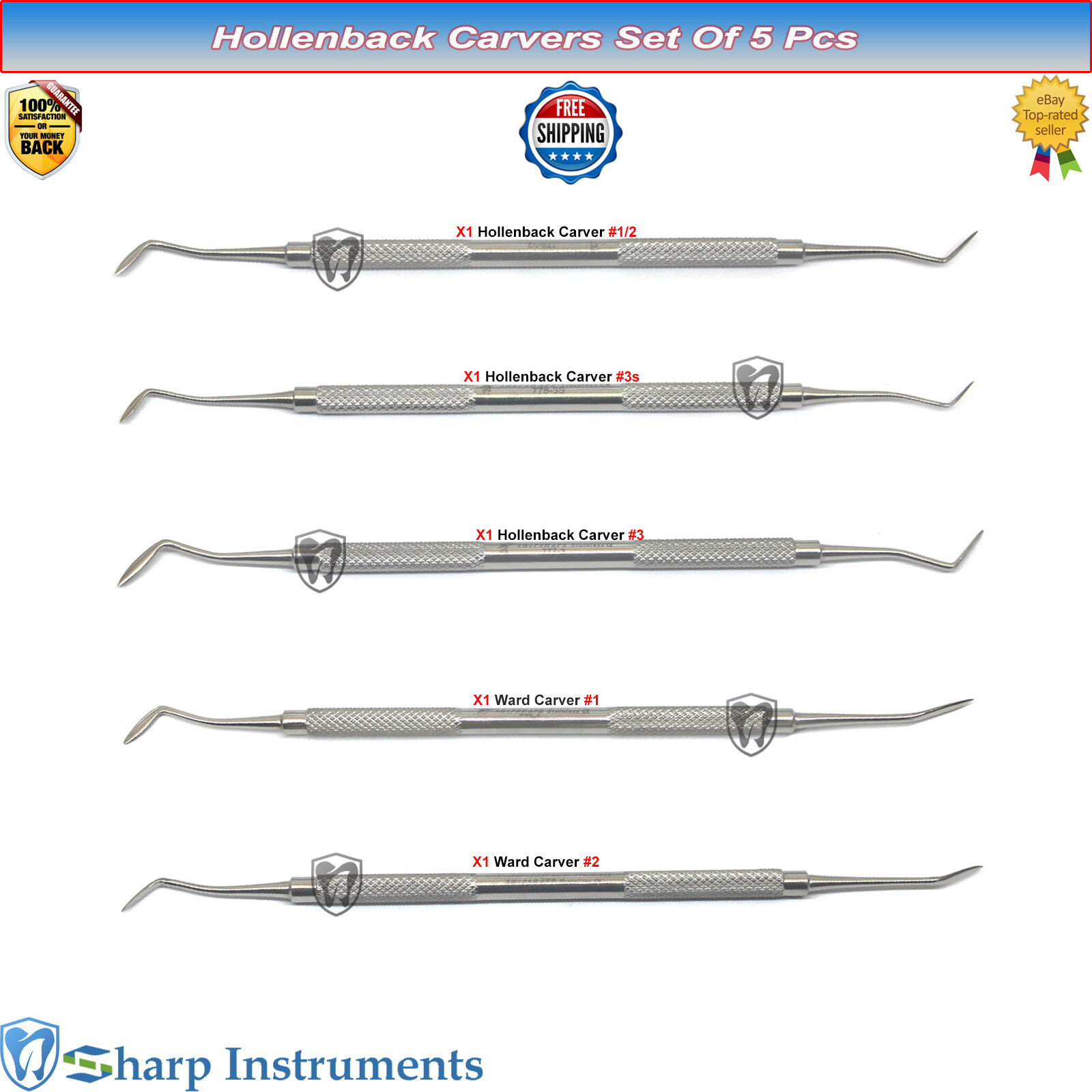 Hollenback Carvers # 1/2, 3, 3S Dental Wax & Modeling Double Ended Instruments