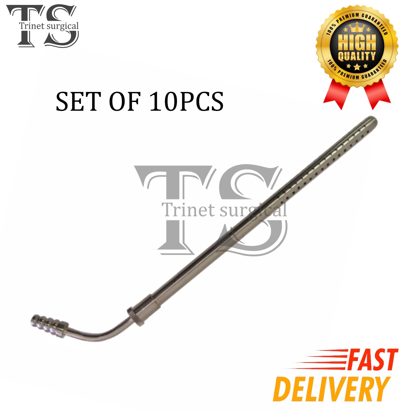 10pcs Premium Poole Suction Tube 7.75″ Angled 24Fr (8mm) surgical instruments