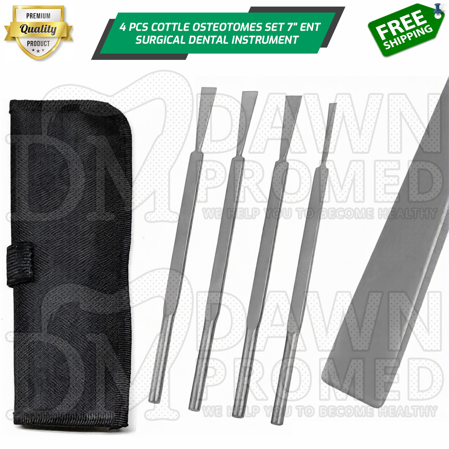 4 Pcs Cottle Osteotomes Kit Set ENT Dental Instrument Stainless Steel German Gr