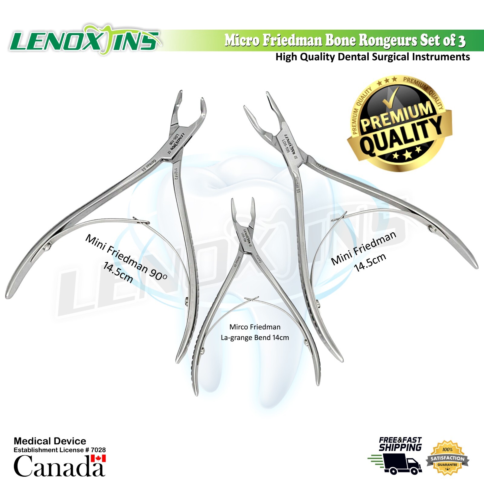 Dental Bone Rongeurs German Stainless Friedman Set of 3