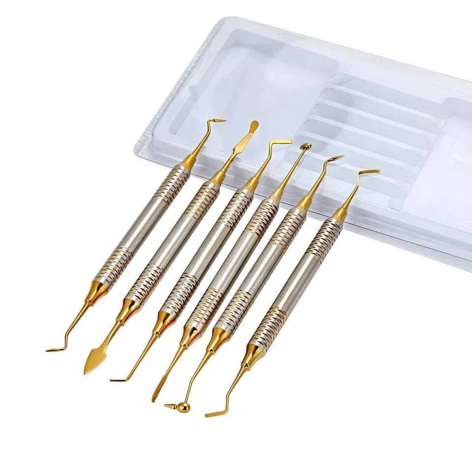 Premium Blue & Gold Dental Composite Spatula Set – 6-Piece Restorative Kit