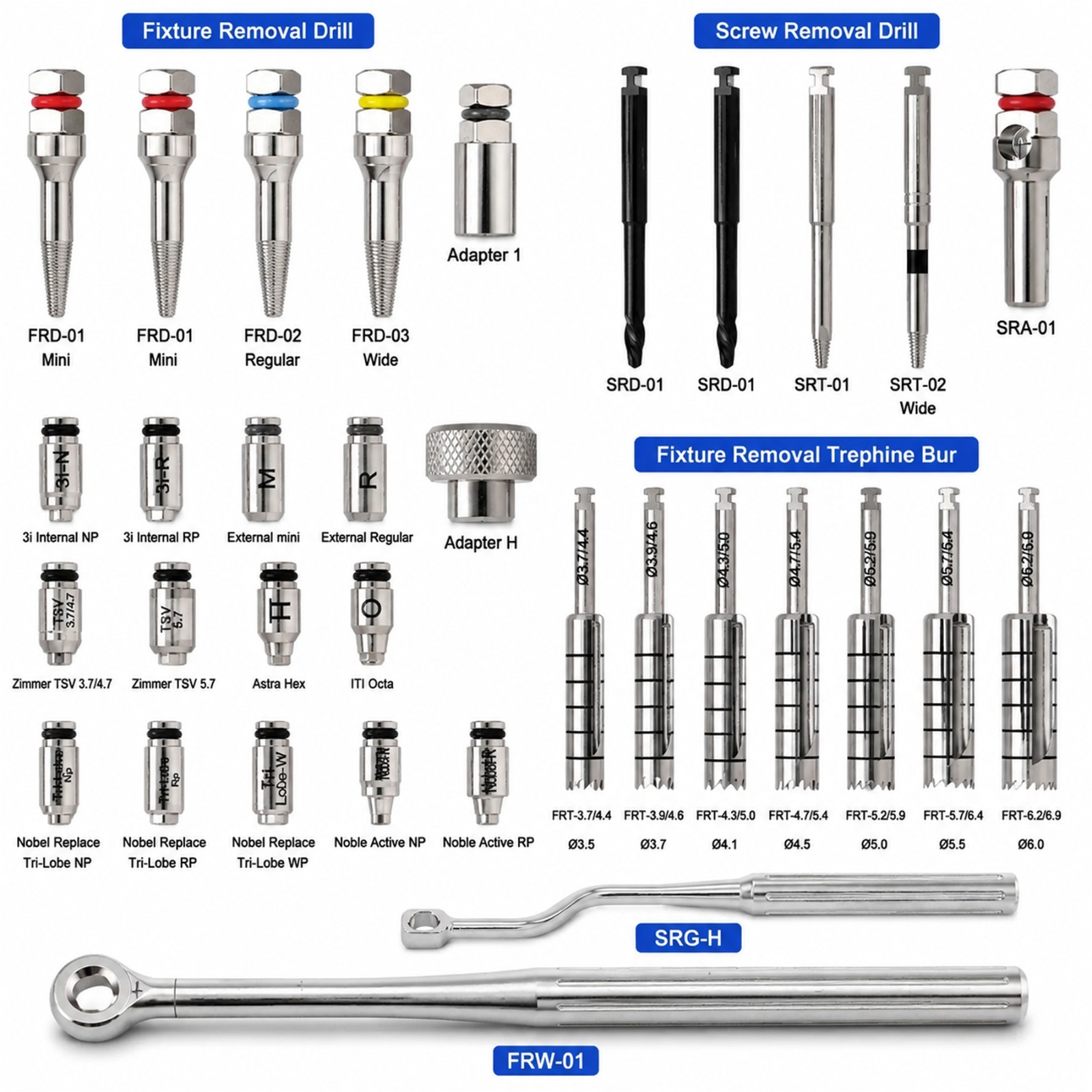 MCT FSRK-02 Universal Fixture & Broken Screw Removal Master Kit Reverse Drill