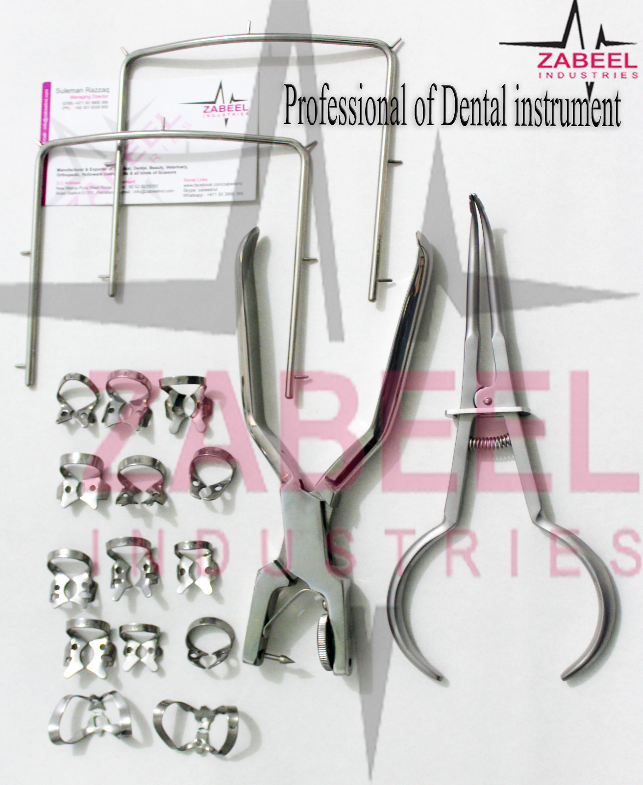 Rubber Dam Kit Starter of 18 Pcs with Frame Punch Clamps Dental Instruments