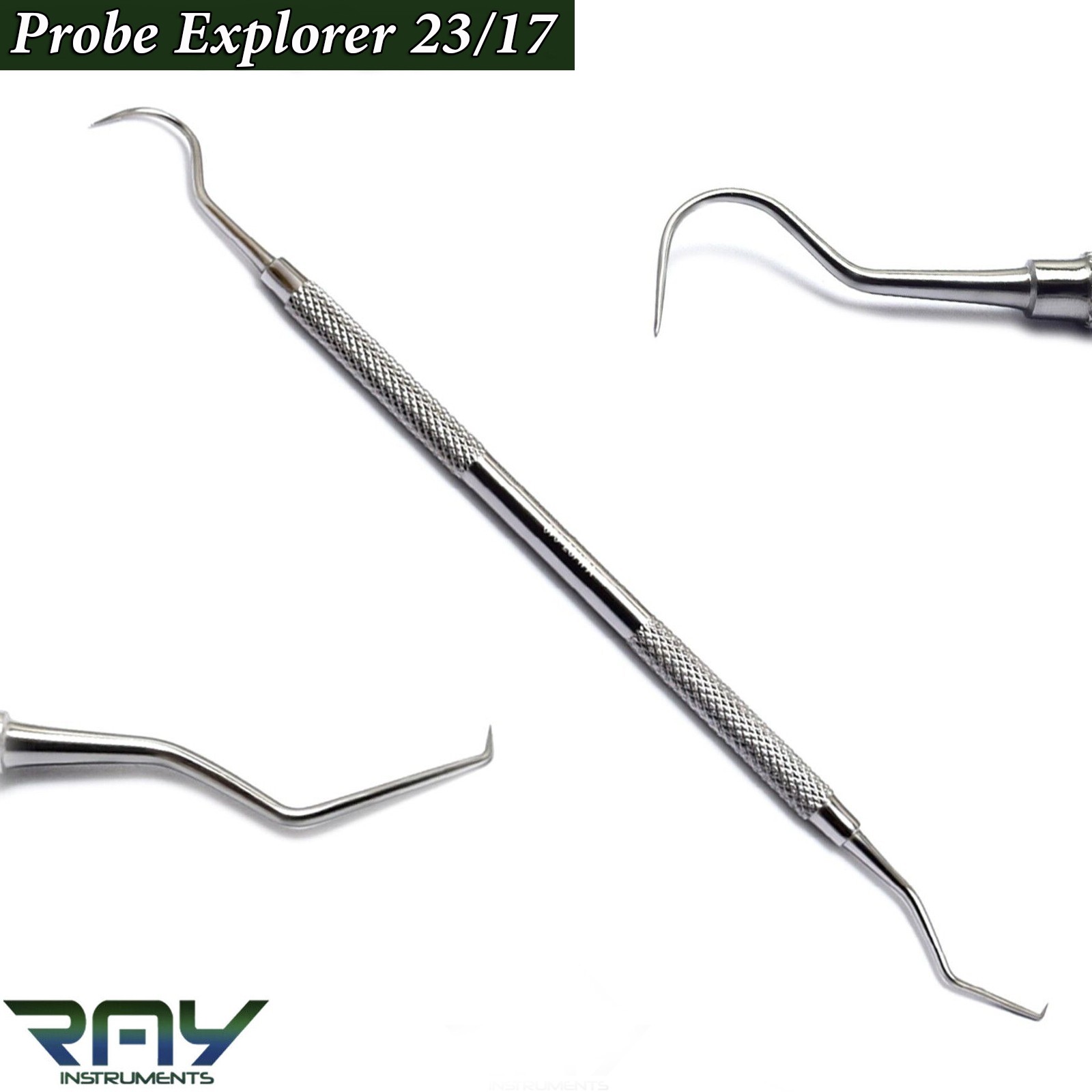 3 Pcs Dental Teeth Cleaning Kit Probe Explorer College Tweezer Mirror Handle