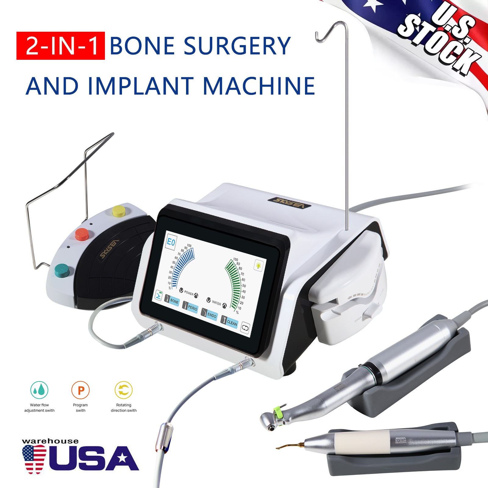 Implant Motor+Surgery Piezo Bone Surgery +LED Handpiece Dental Woodpeck Style