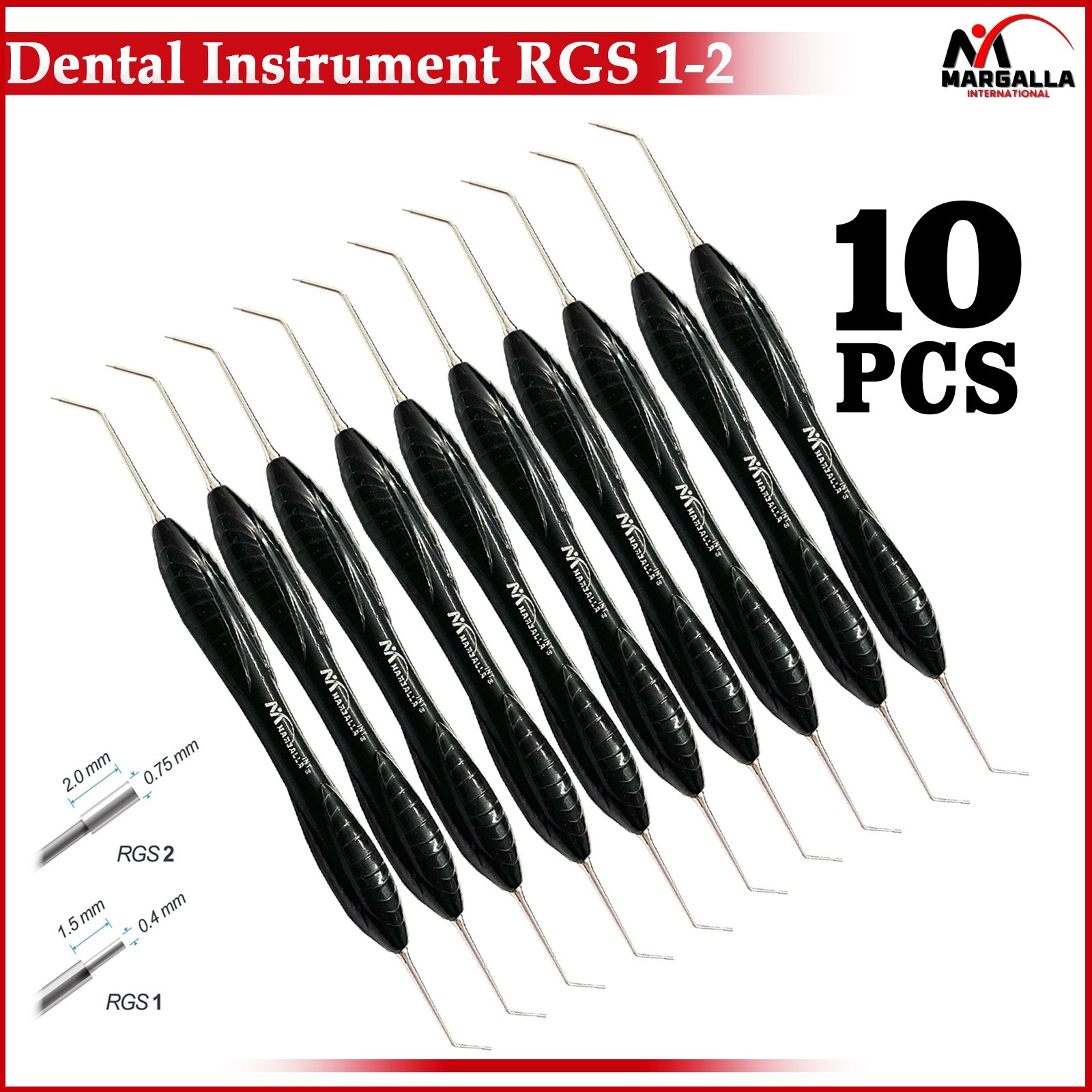 X10 Dental Instrument RGS 1-2 Silicone Handle Depth Dimensions for Restorations