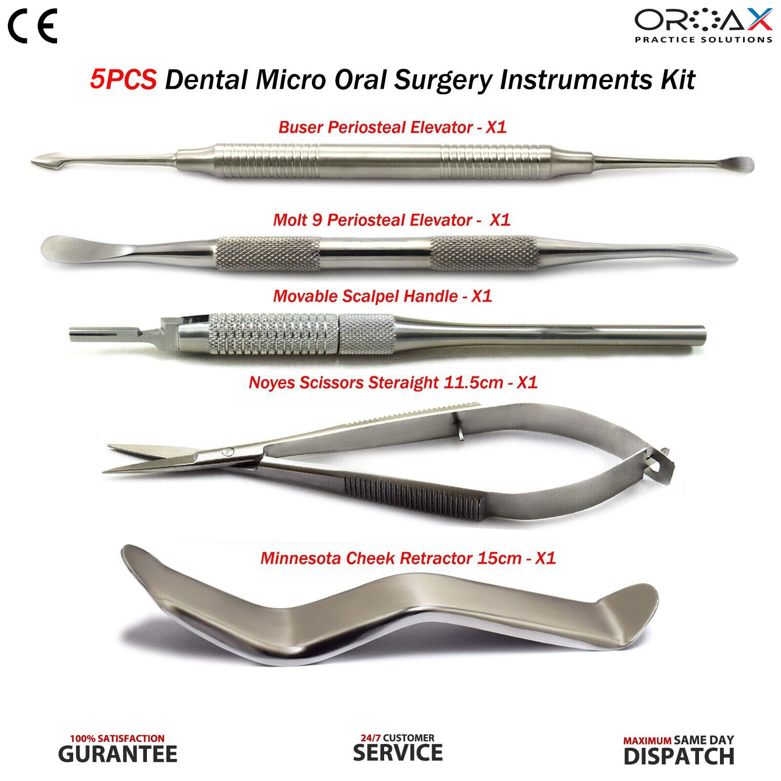 Dental Micro Oral Surgery Kit Periosteal Elevator Cheek Retractor Micro-Scissors
