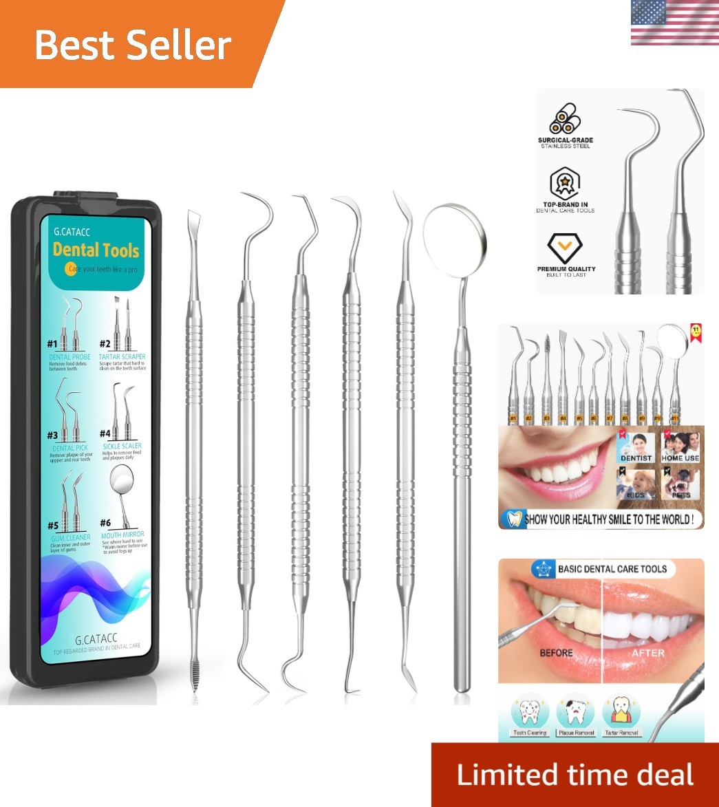 Essential 6-Tools Dental Care Set – Perfect for Tartar Removal and Oral Hygiene