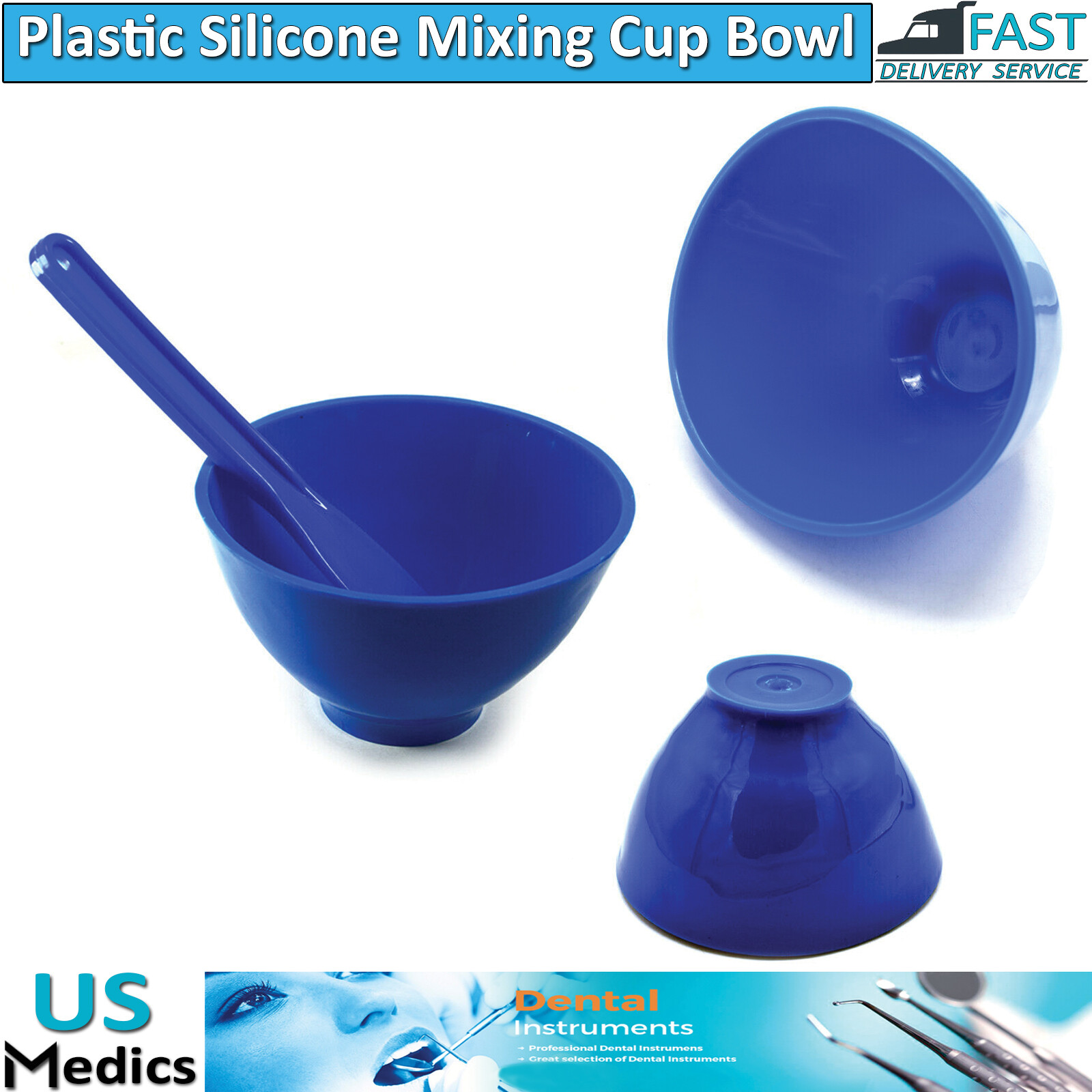 Rubber Flexible Silicone Mixing Cup Bowl With Plastic Spoon Hygienist Lab Tools