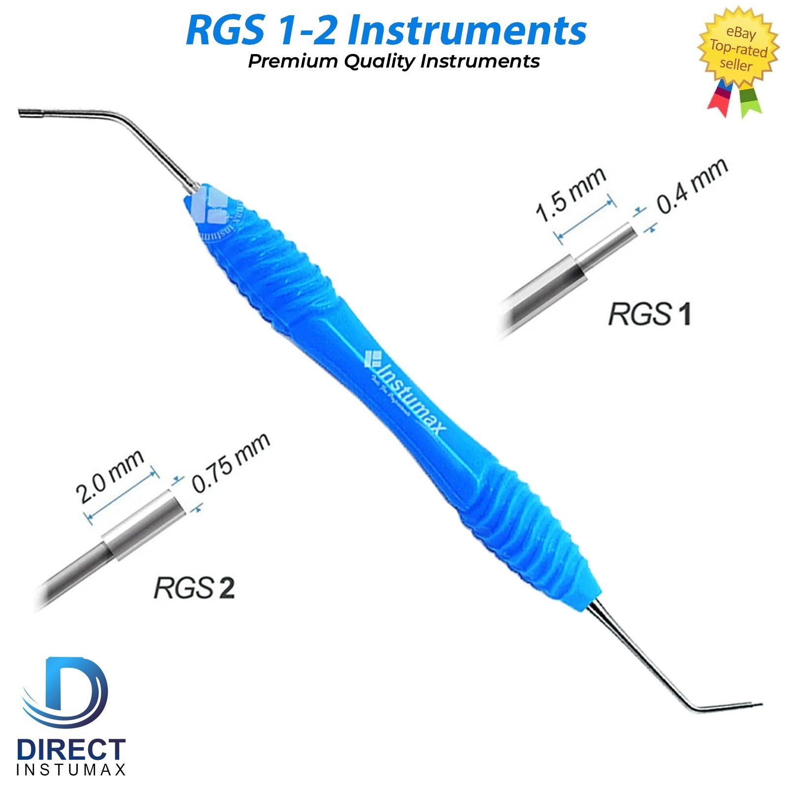 Dental Instrument RGS 1-2 / 3-4 Silicone Handle Depth Dimensions for Restoration