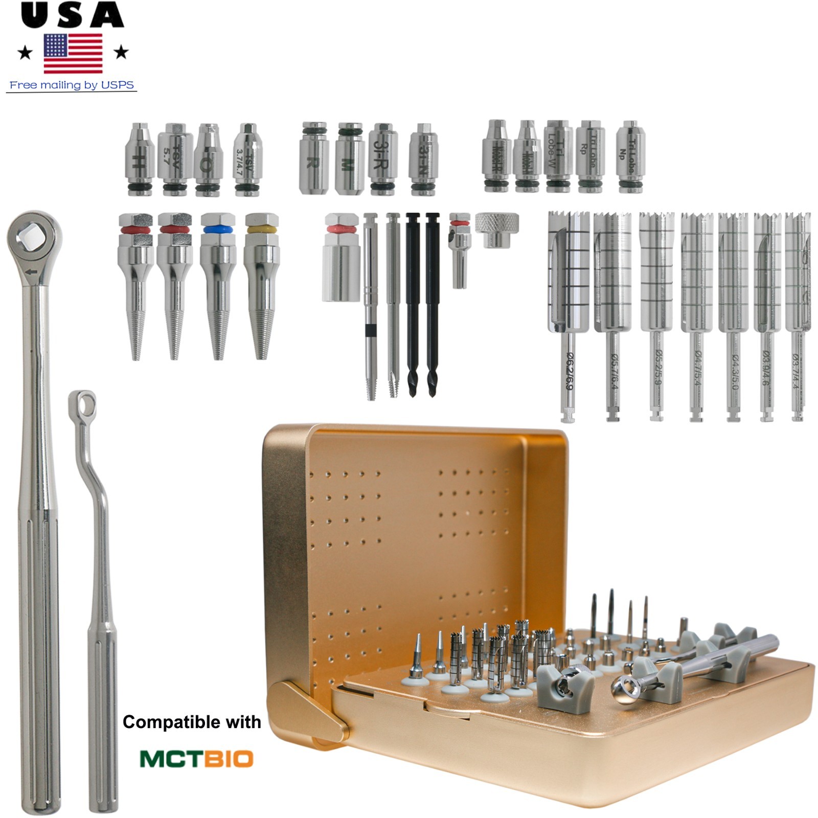 MCT Implant Fixture &Fractured Screw Removal Rescue FSRK 02 Universal-33Pcs/Kit