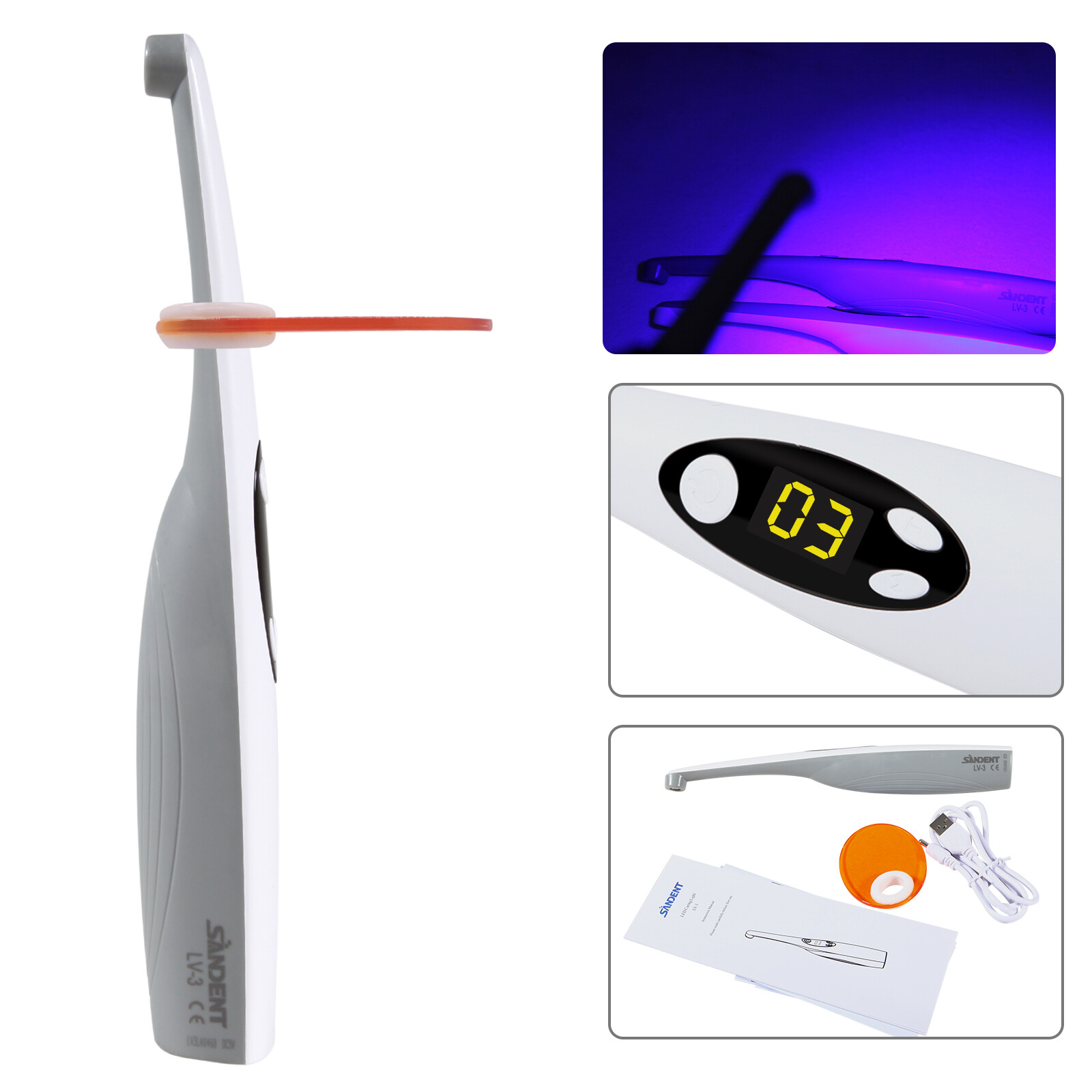 Dental Alto Voltaje LED Luz Curado Lampara 3S Curing Light 3 Second Cure 1800mw