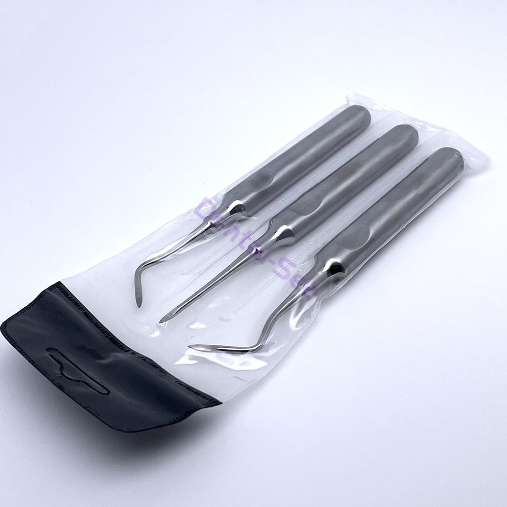 3Pcs Dental Tooth Extraction Forceps Pliers Elevator Apical Root Tip Extractor
