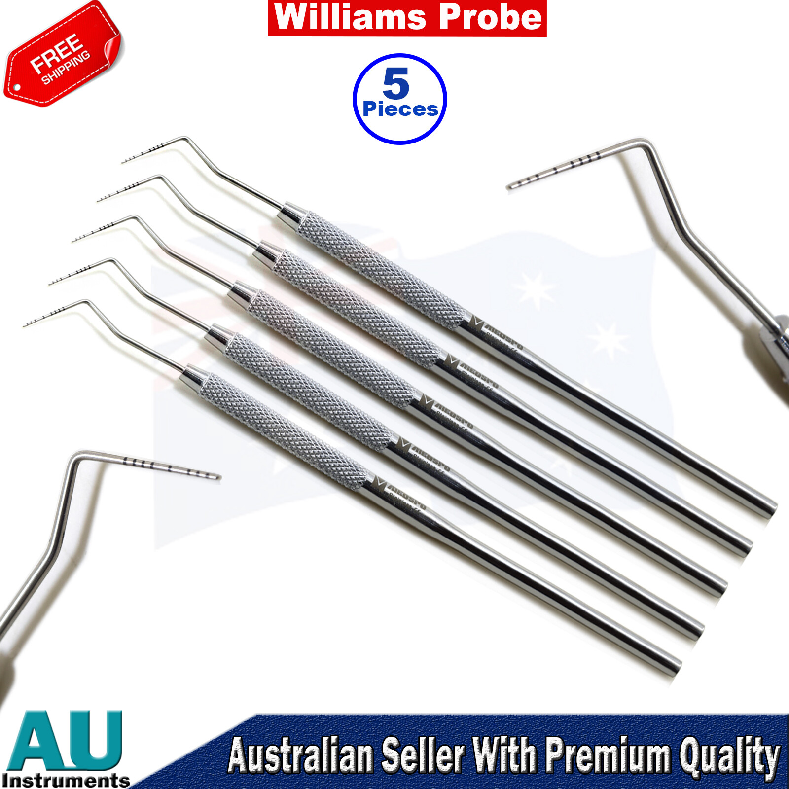 William Perio Teeth Depth Measurment Color Coded Pocket Probes Set Of 5 Pieces