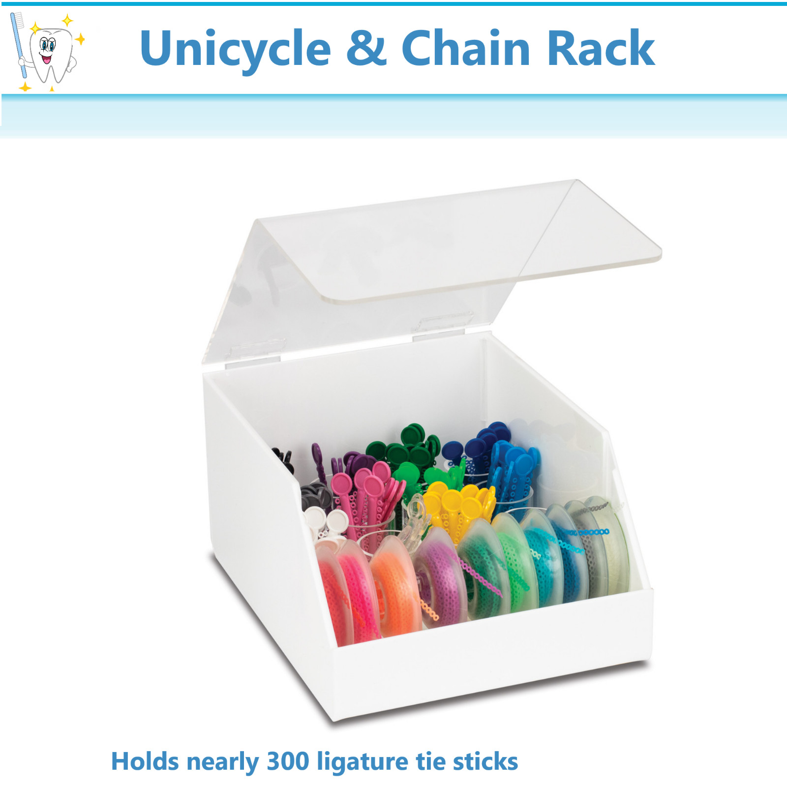 Dental Unicycle & Chain Rack Orthodontic Organizer holds 300 ligature ties spool