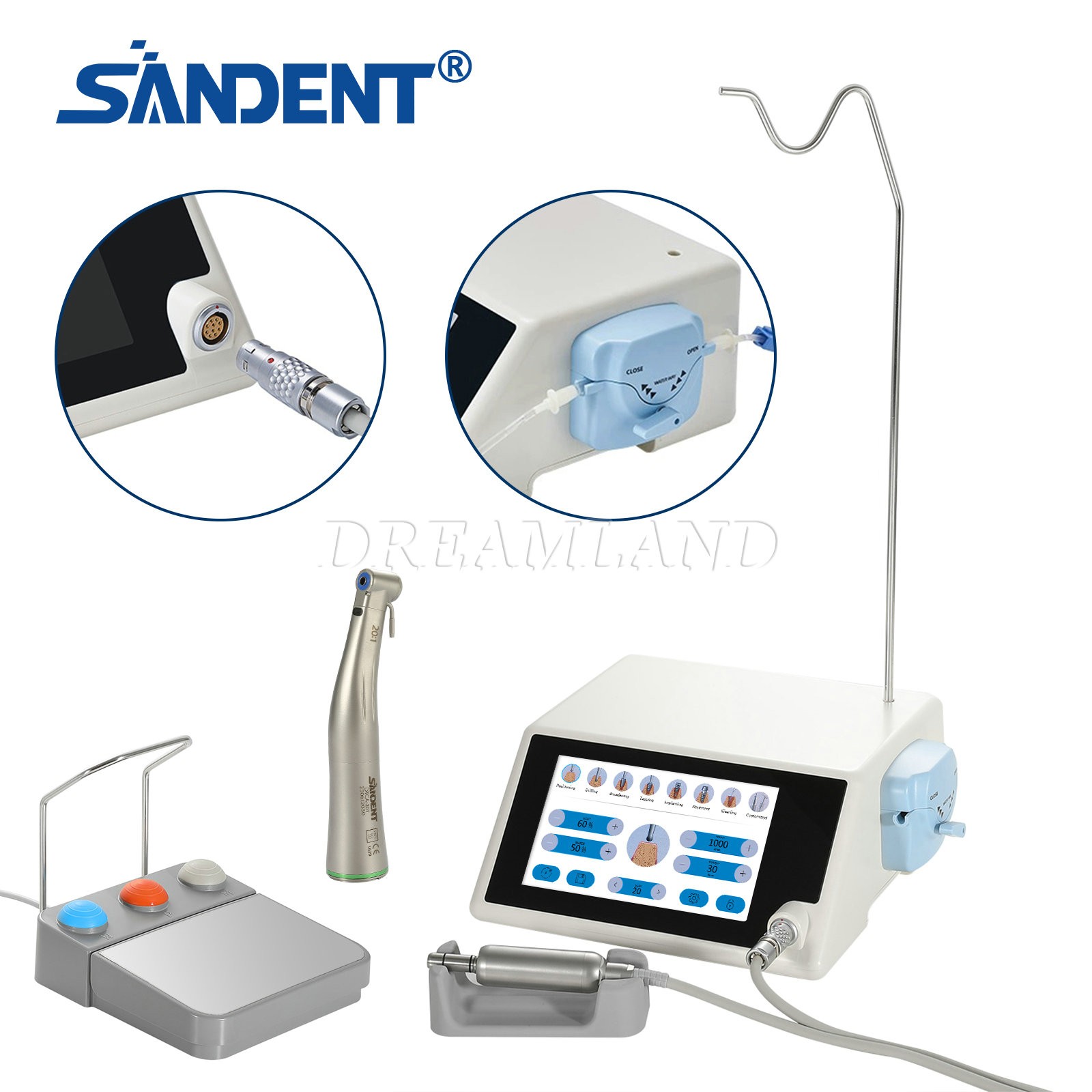 Dental Implant Surgical Brushless Motor Touch Screen LED 20:1 Contra Angle