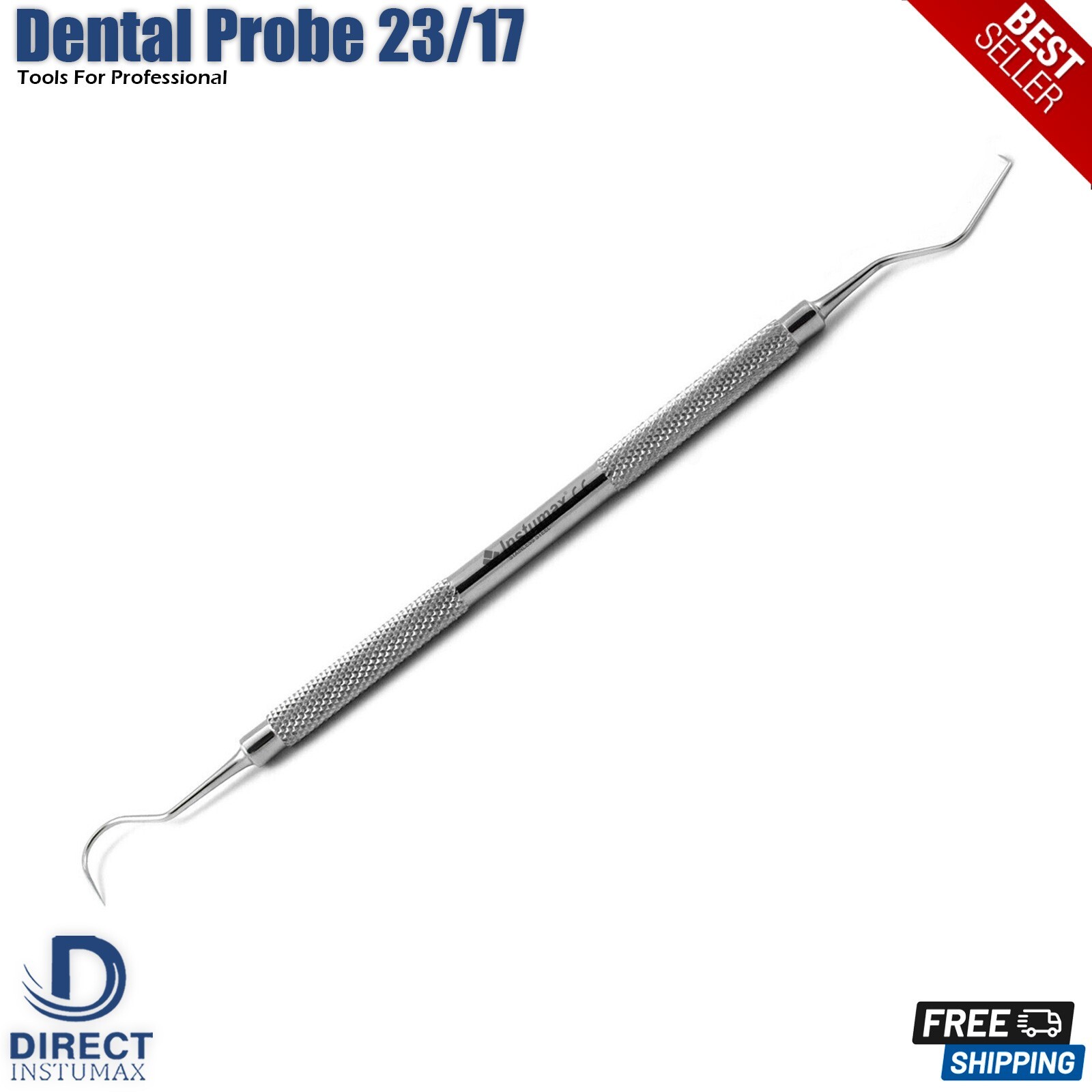5Pcs Dental Probe 23/17 Explorer Tarter Scraper Periodontal Double Ended Tool
