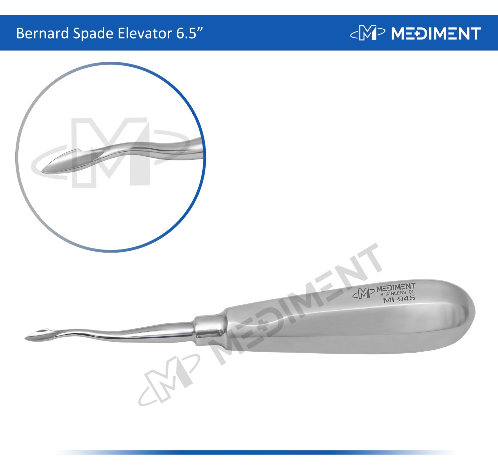 Dental Surgery Elevator Bernard Spade 6.5” Length Root Extraction, Luxating