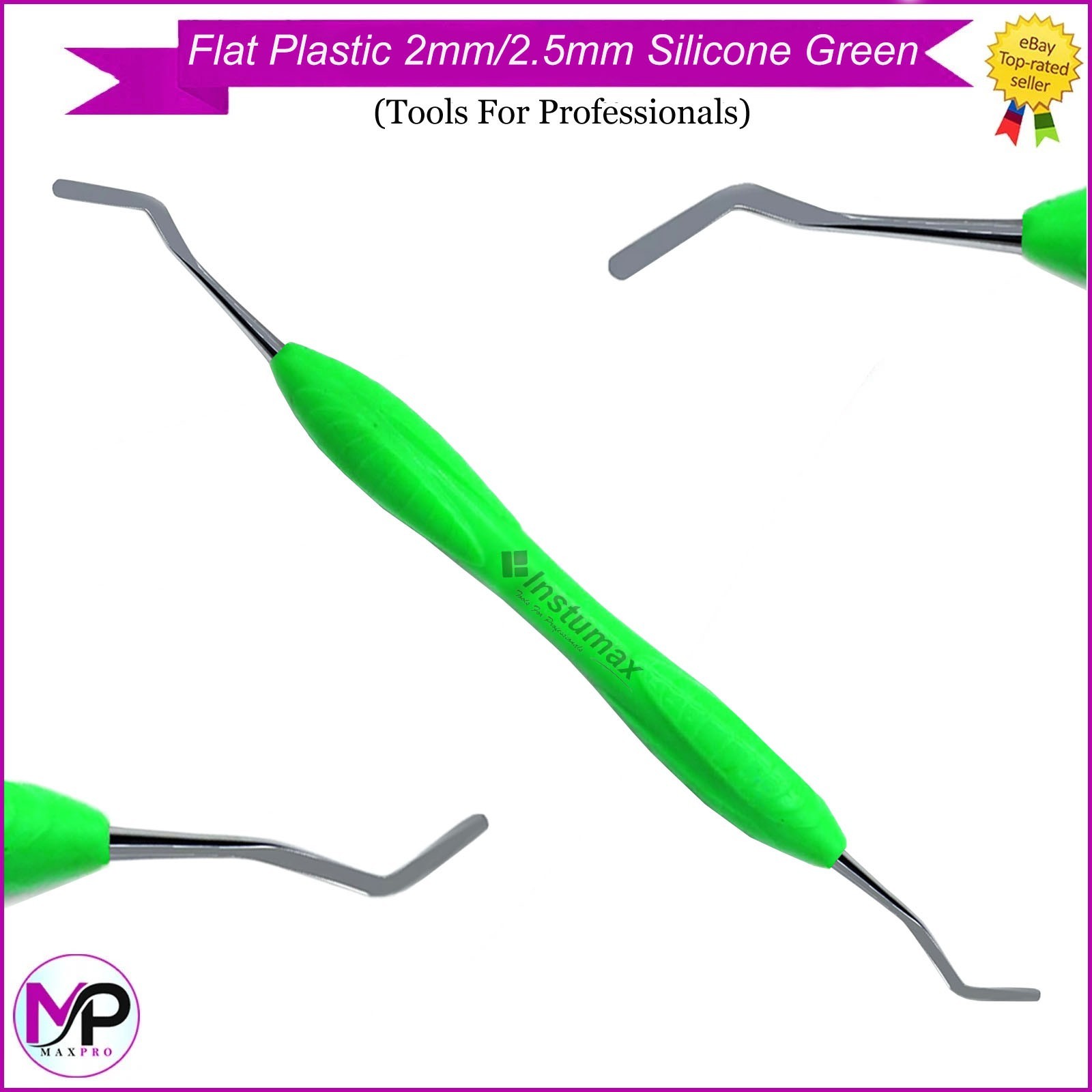 Dental Flat Plastic Spatula – Non-Stick, Green Silicone, 2.0mm & 2.5mm