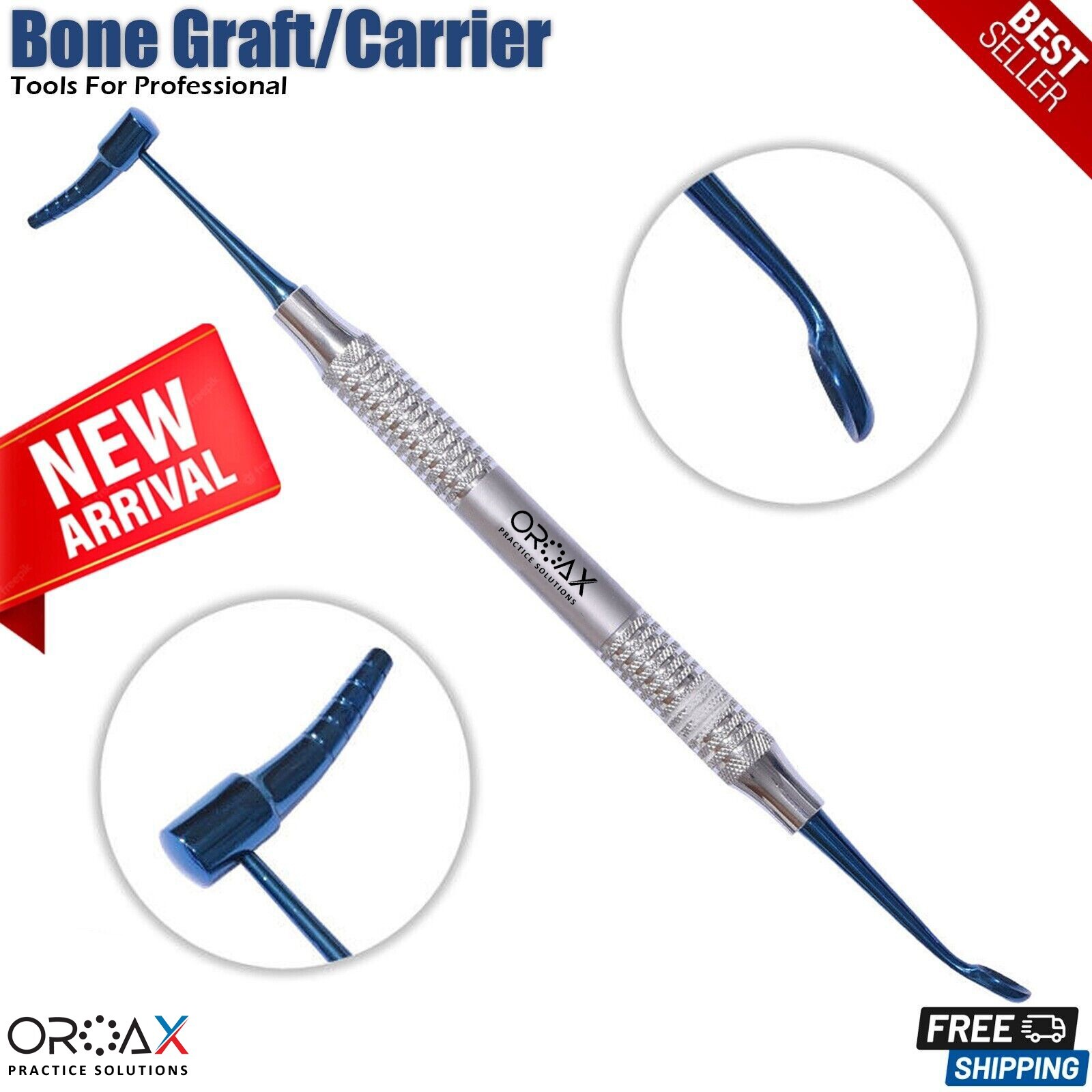 Bone Graft Carrier Titanium Coated Blue Amalgam Pluggers Implant Periotomes