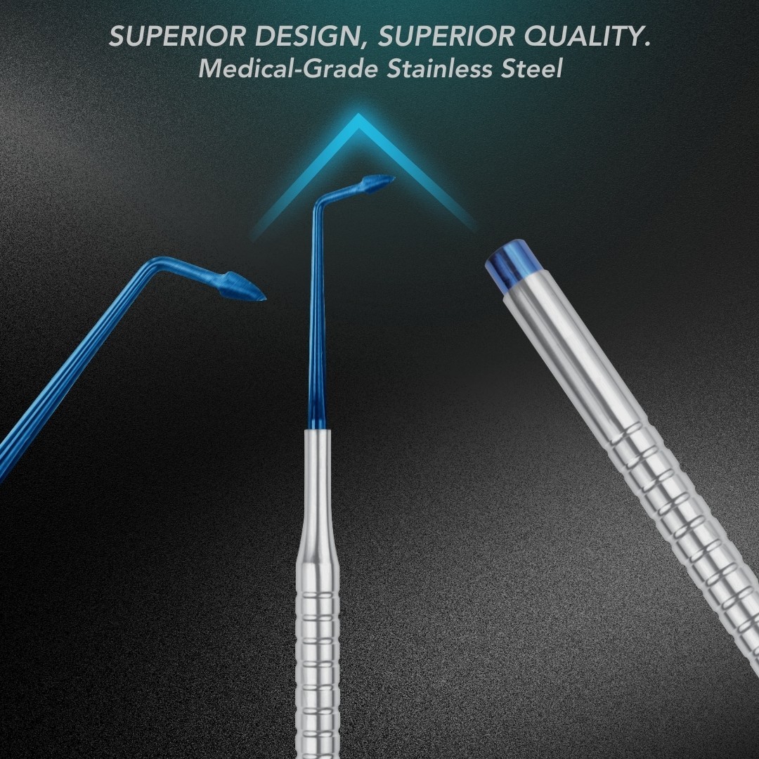 AR Dental Micro Elevator 3.5mm Left Curved Blue Plasma Oral Surgery Instruments