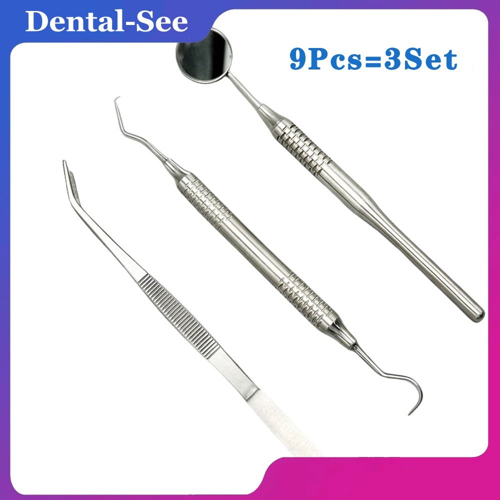 Dental Basic Exam Tools Kit Hygiene Tweezer Mirror Explorer Teeth Cleaning Set