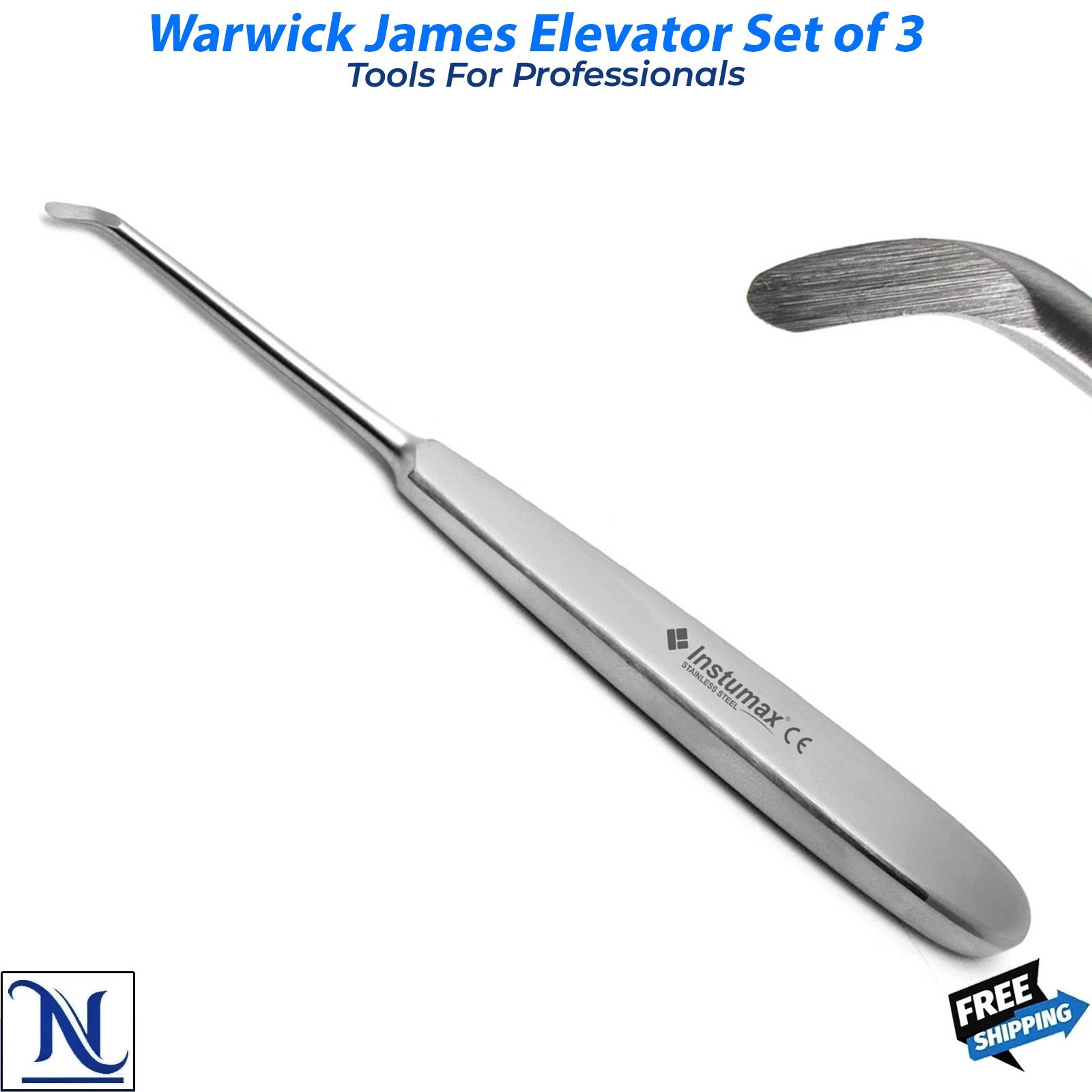 Warwick James Elevators Tooth Extraction Luxation Oral Surgery Set of 3