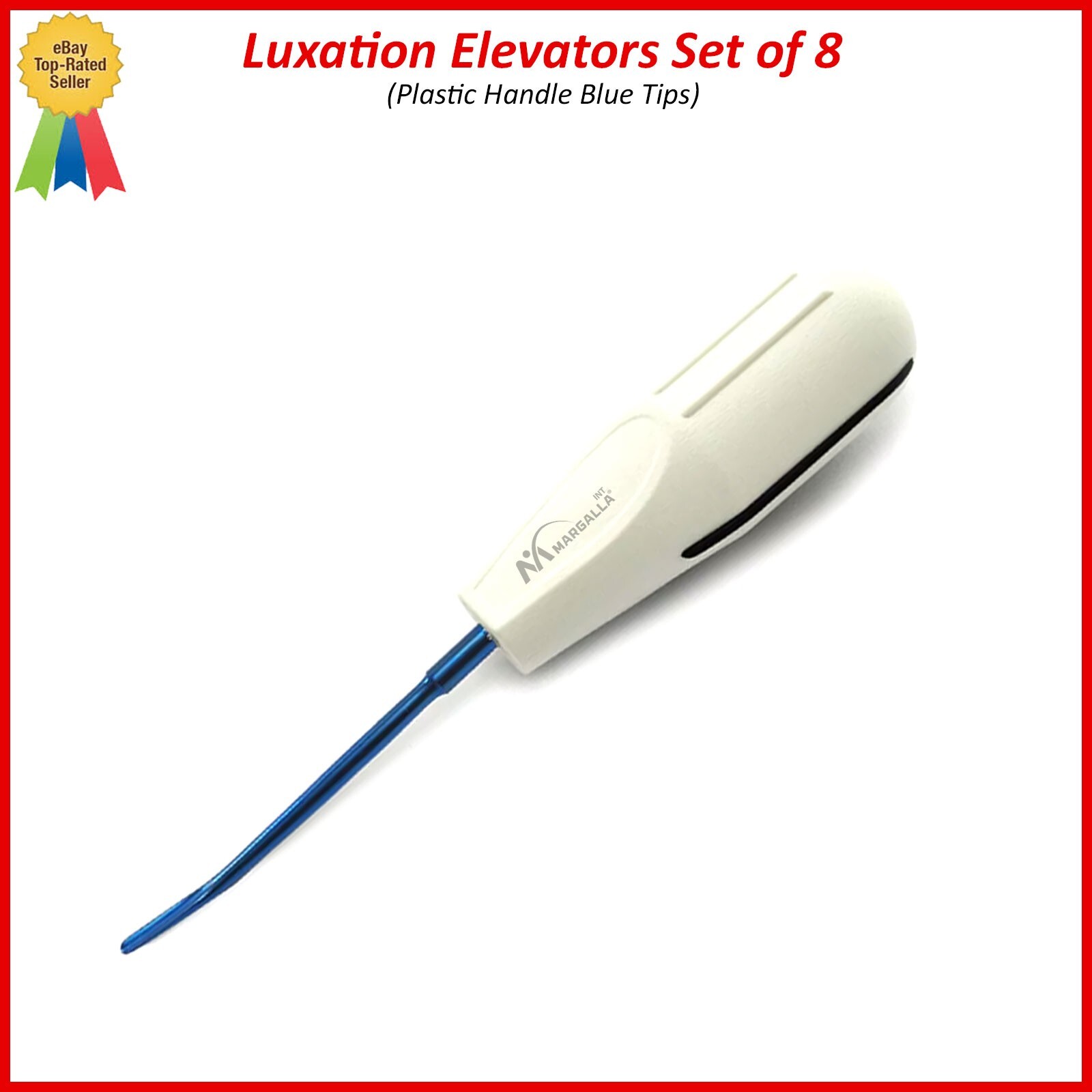 Set Of 8 Dental Luxating Elevators Blue Tip White Handle