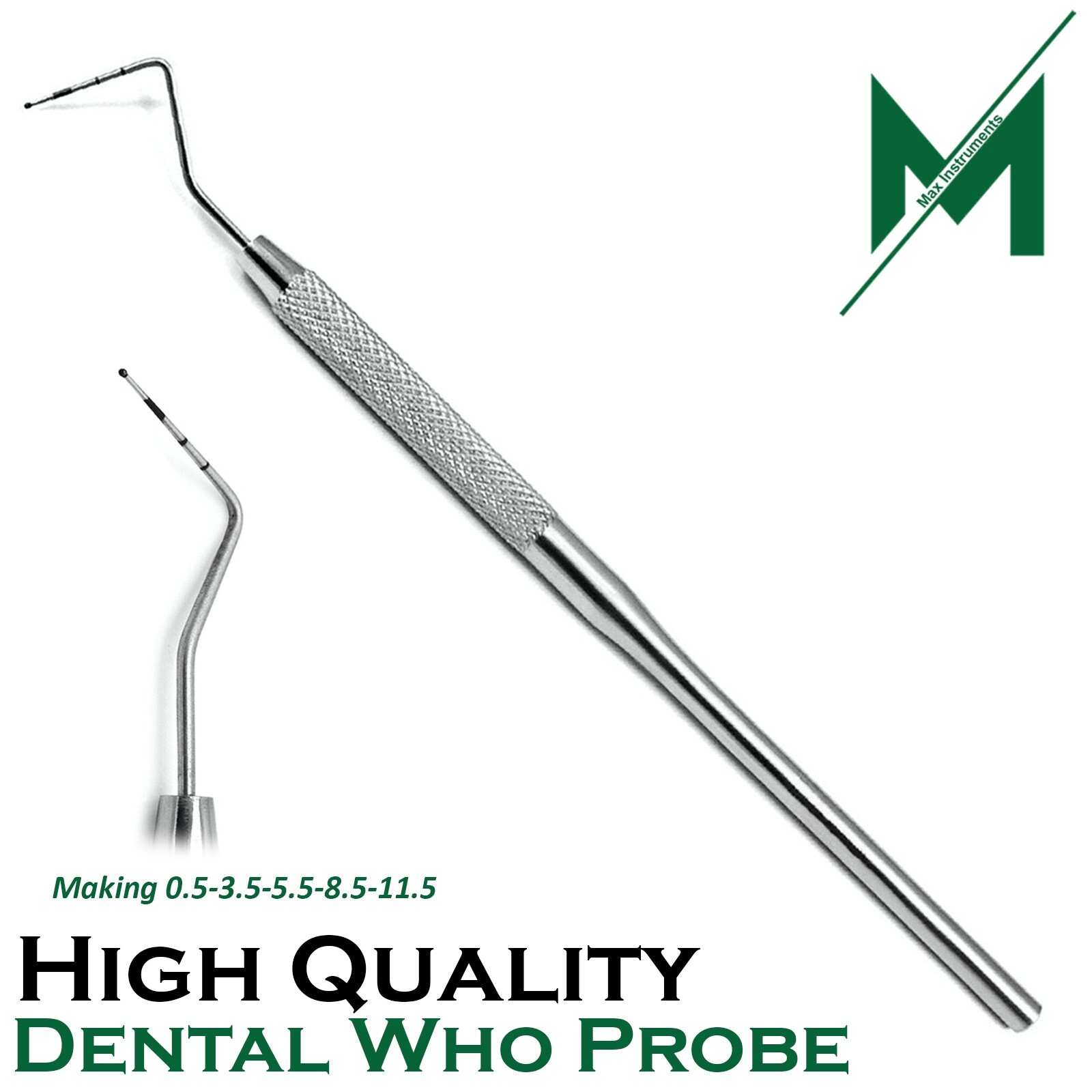 Periodontal WHO Probe COLOR Coated Sonda Sondas Examination Pocket Probe 5Pcs