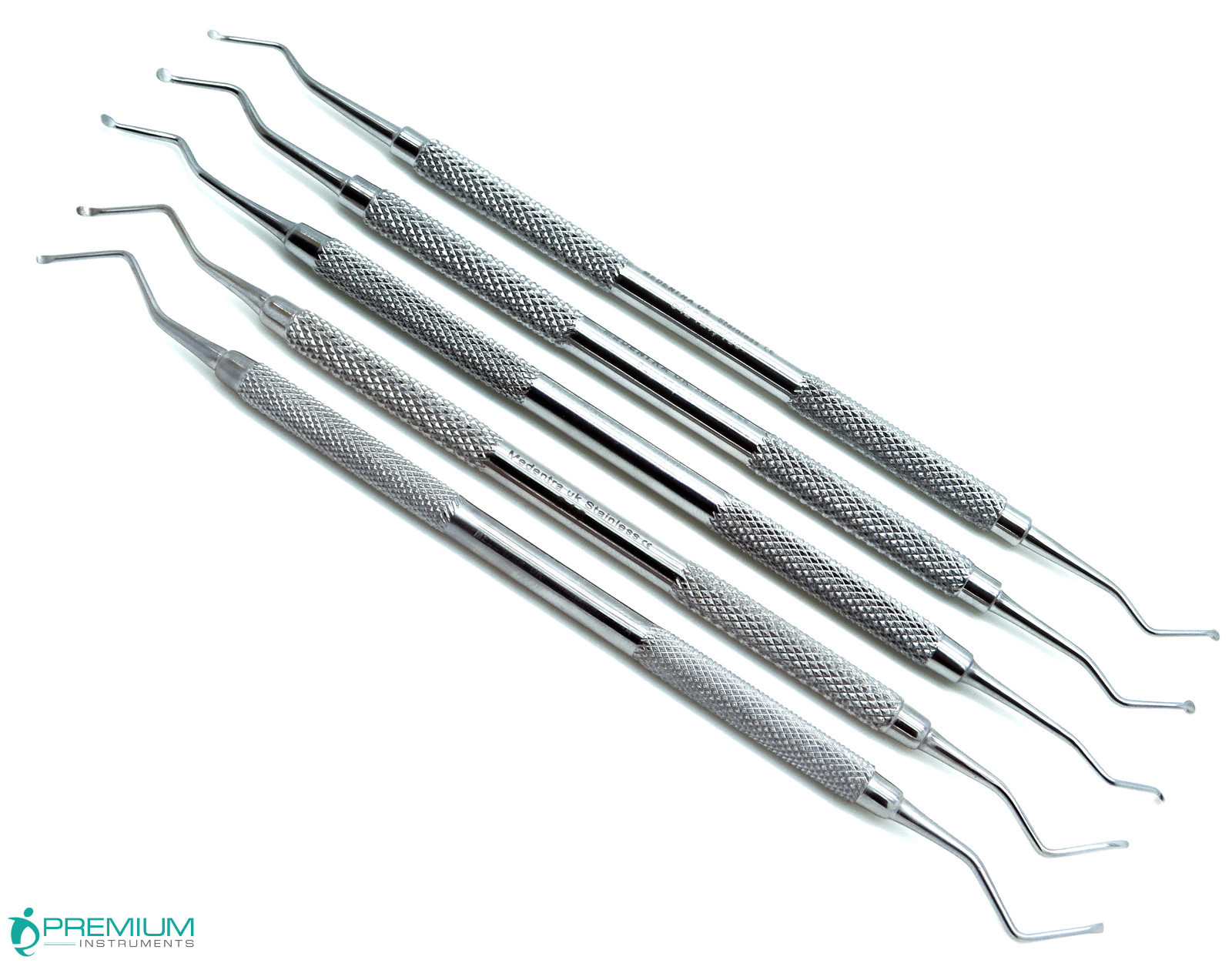 5 Pcs Dental Excavator Pro Spoon Ends 1.2mm, 1.4mm, 1.8mm, 2mm, 2.5mm Instrument