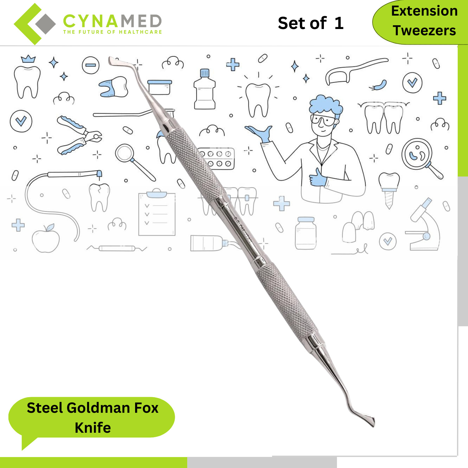 Cynamed Stainless Steel Goldman Fox Knife Double Ended Dental Instruments