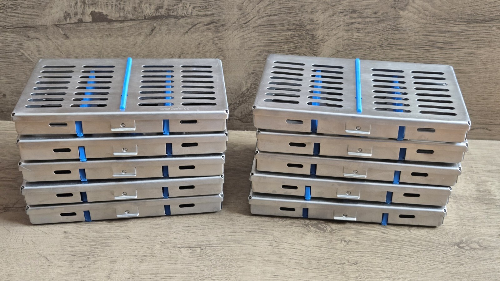 (10 Qty) Dental Autoclave Sterilization Cassette Rack Box Tray For 10 Instrument