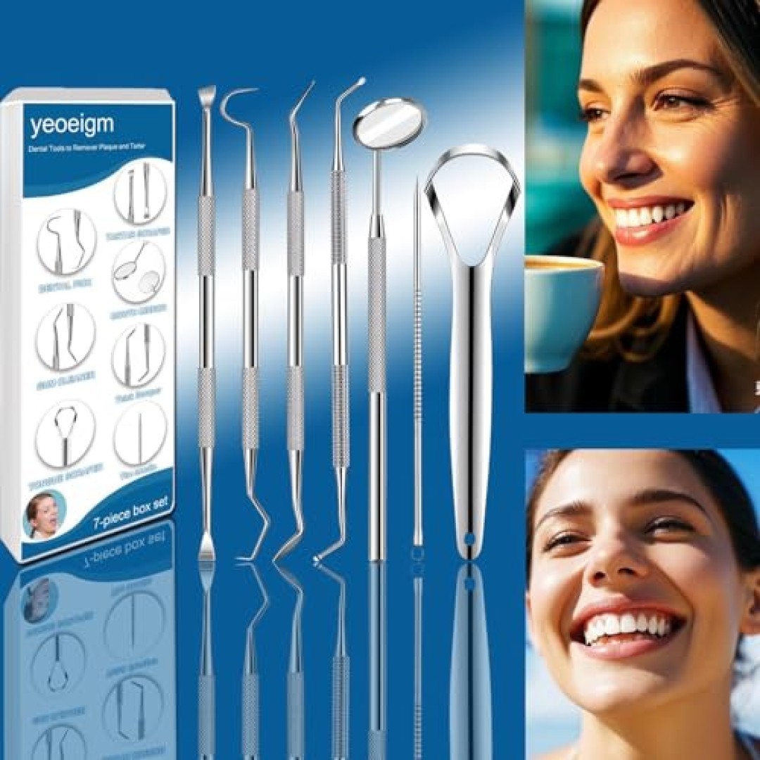 7pcs Dental Tools, Dental Pick for Teeth Cleaning, Stainless Steel Hygiene Kit